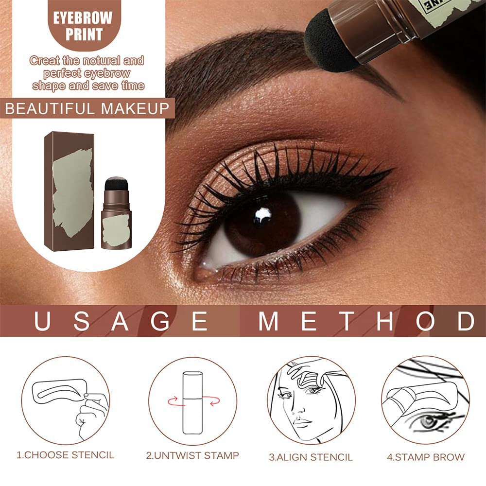 Eyebrow Stamp & Stencil Kit for Beginners - 24 Reusable Washable Eyebrow Shaping Templates with Stamp - Smudge Proof Long Lasting Brow Makeup Kit (Grey Black) | Perfect for Daily Makeup, Salon Use & Travel