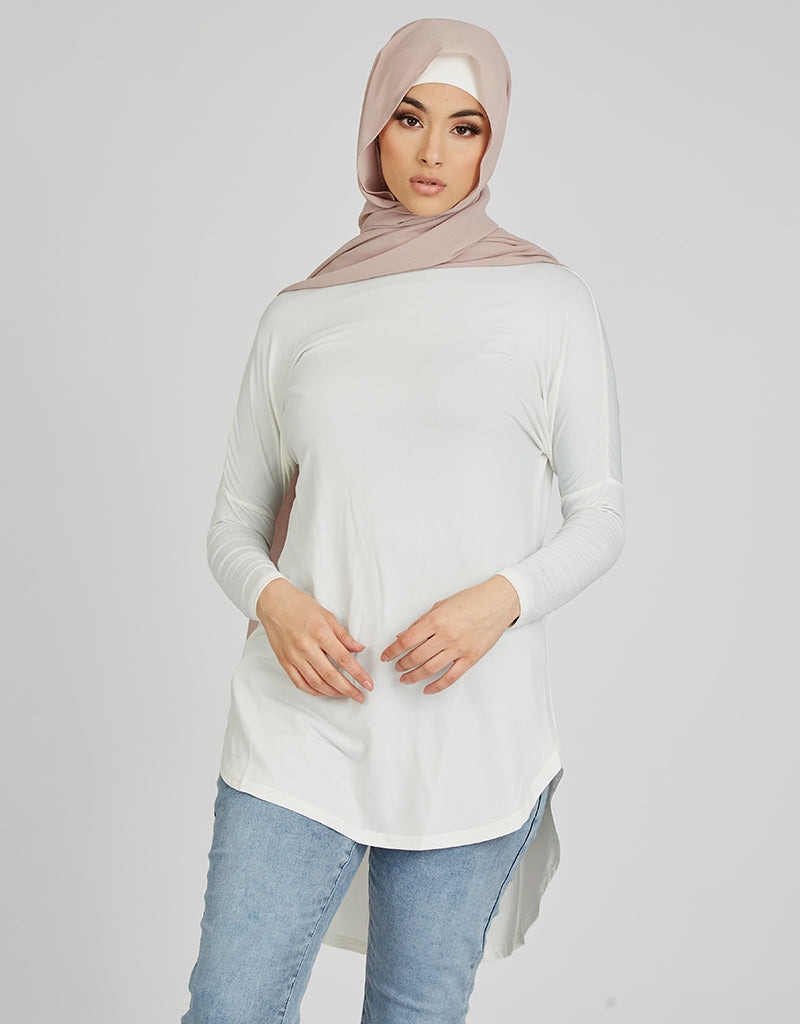 Low Neck High Low Top Women's Casual T-Shirt - Perfect for Everyday Wear, Outings & Layering
