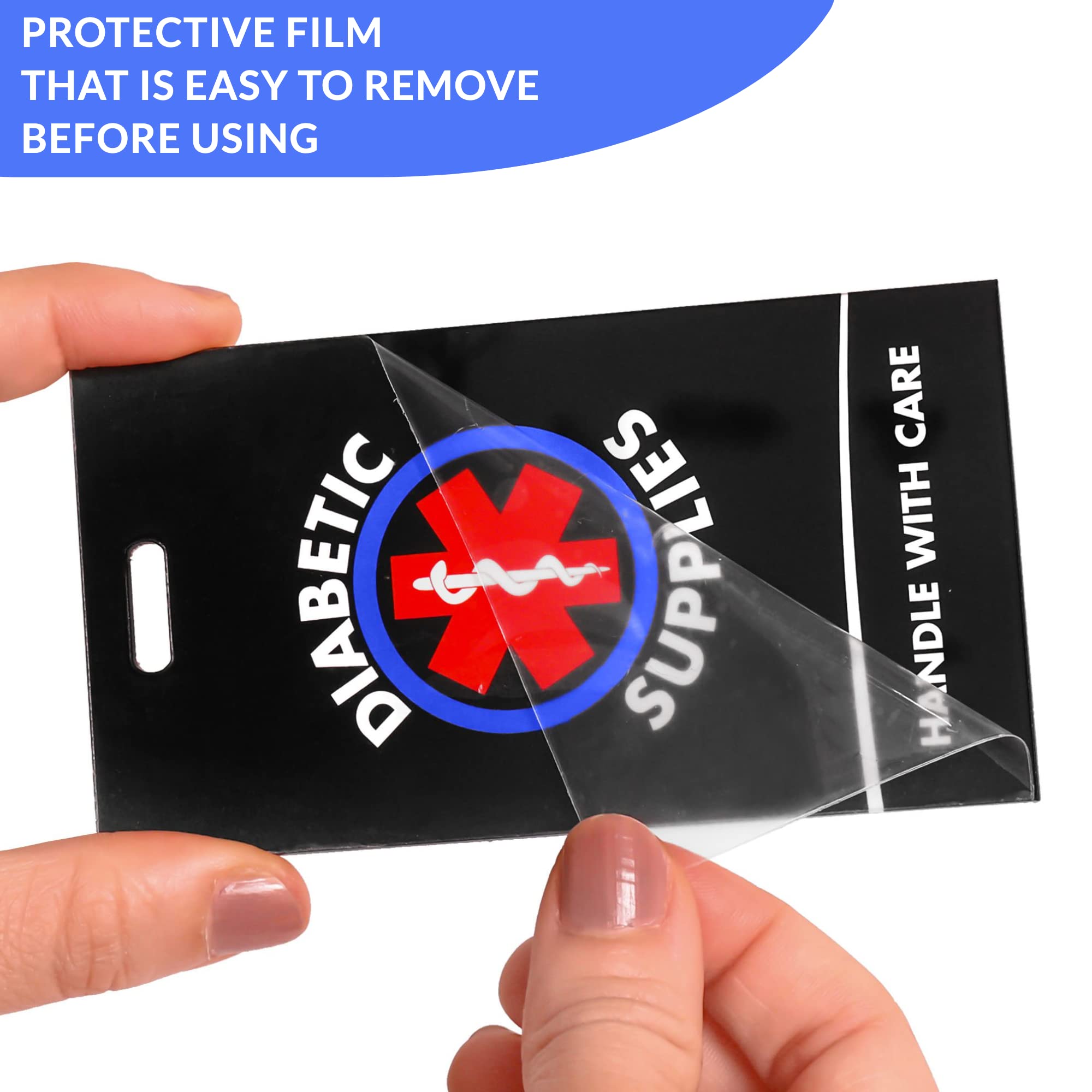Diabetic Medical Alert ID Luggage Tag - Black Insulin Equipment Handle with Care - Perfect for Travel, Hospital Visits & Emergency Identification