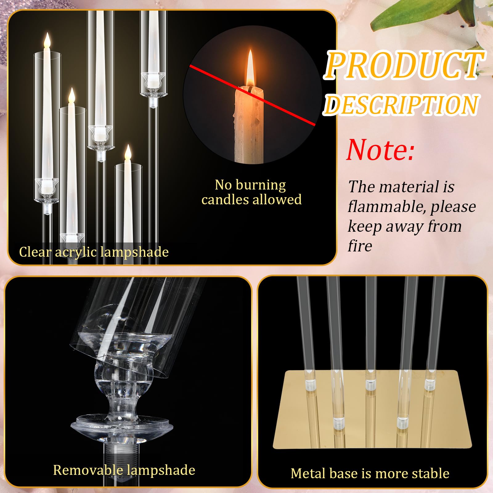 Tessco 4-Piece Floor Candelabra Set - 5-Arm 46.5