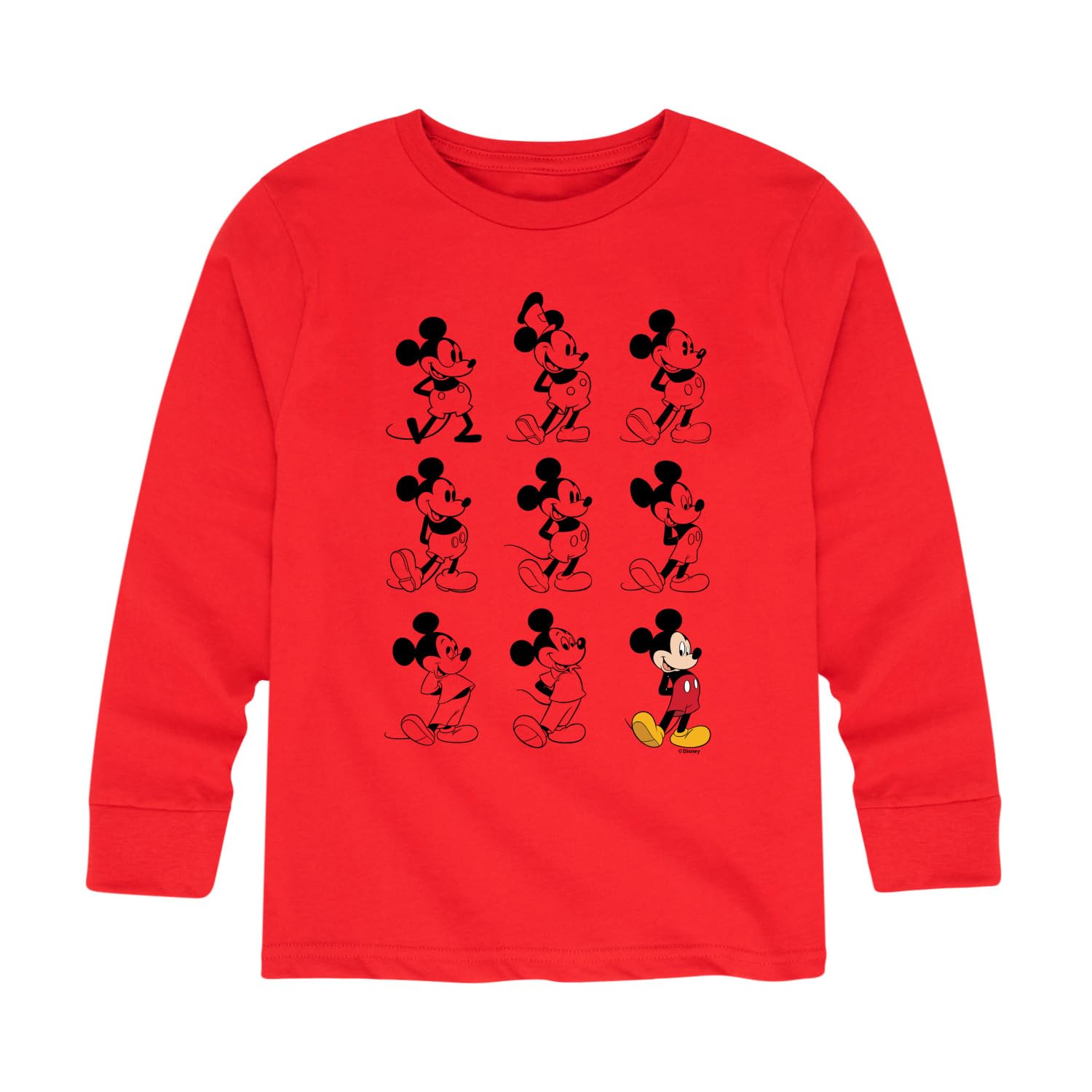 Disney Mickey & Friends Evolution Long Sleeve Graphic T-Shirt for Toddlers & Kids - Cute Mickey Mouse Design for School, Playdates & Family Outings