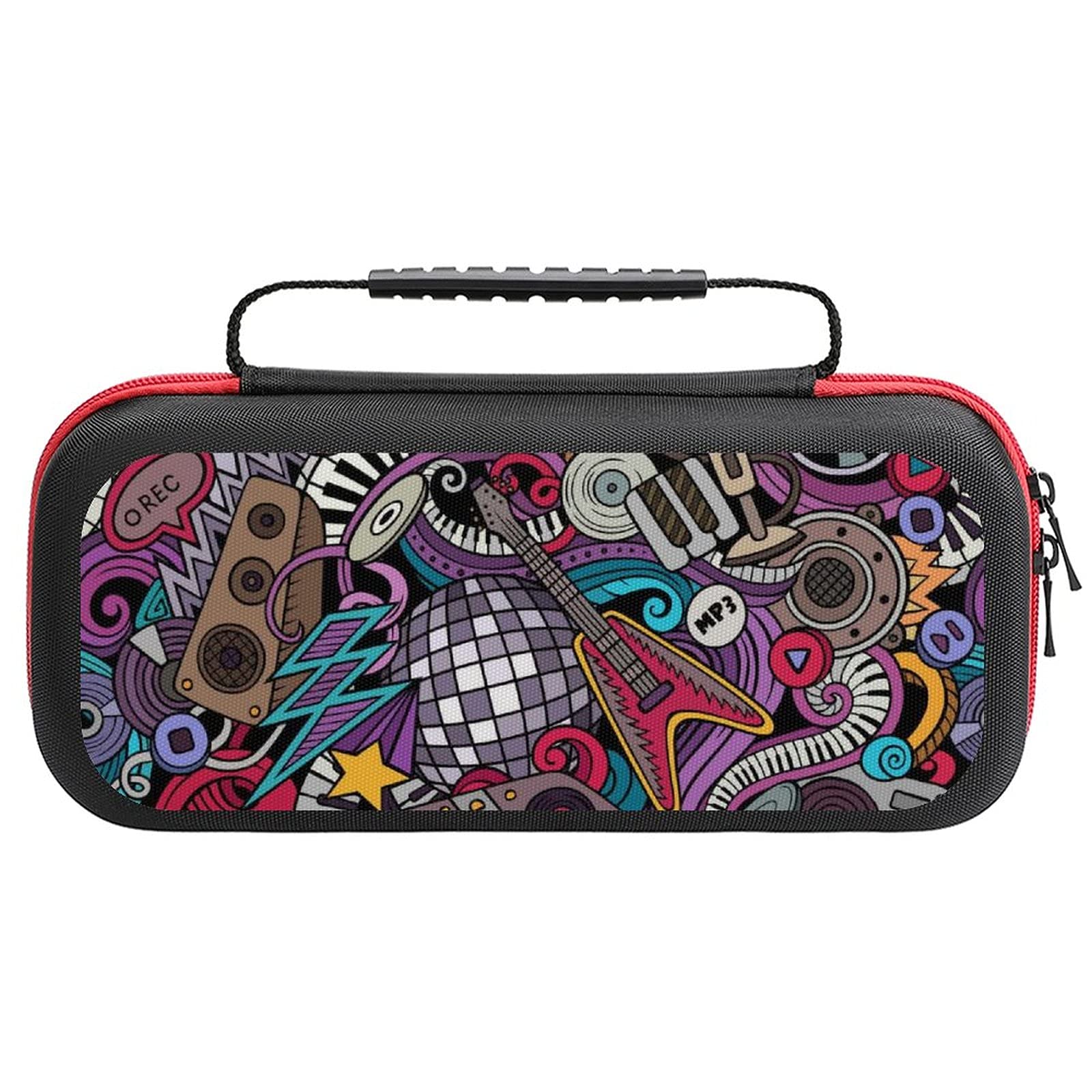 Rock Print Carrying Case for Nintendo Switch Lite - Portable Travel Storage Bag with Accessories Pouch | Perfect for Gaming On-The-Go & Travel Protection