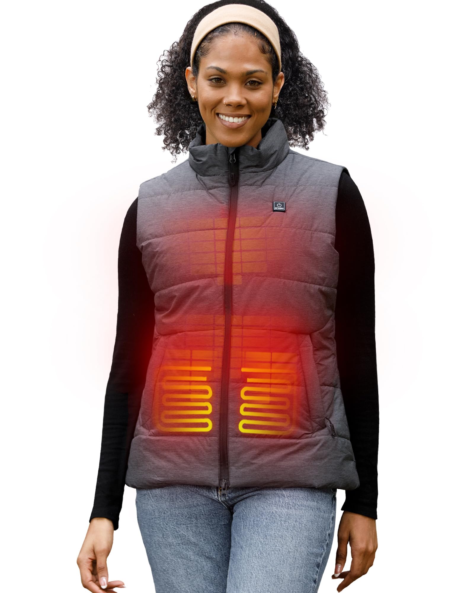 DEWBU Women's Heated Vest with 12V Battery Pack - Lightweight Winter Jacket with Multiple Power Options (USB/Car Adapter) for Outdoor Activities, Hiking, Camping & Cold Weather Commuting