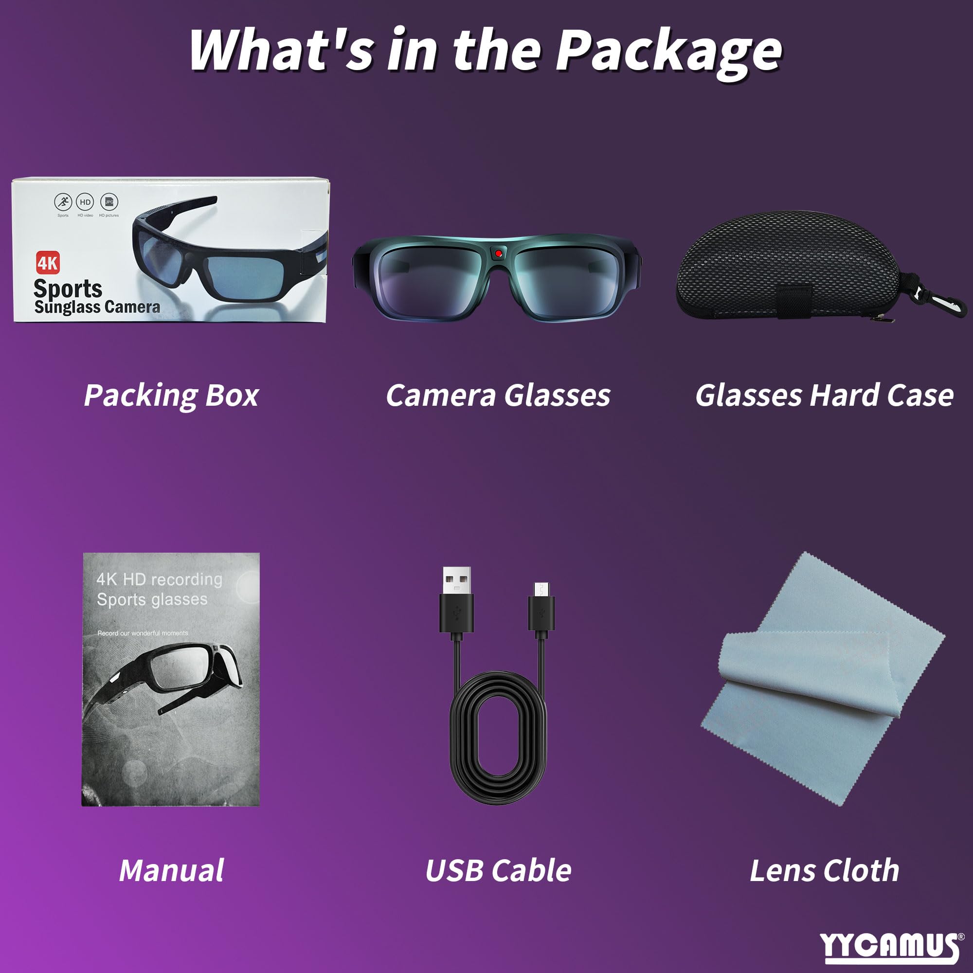 4K Camera Glasses - HD Smart Sunglasses with Built-in Camera, UV Protection Sunglasses for Outdoor Activities, Travel, Sports & Action Videos | Perfect for Vlogging, Cycling, Hiking & Adventure Recording