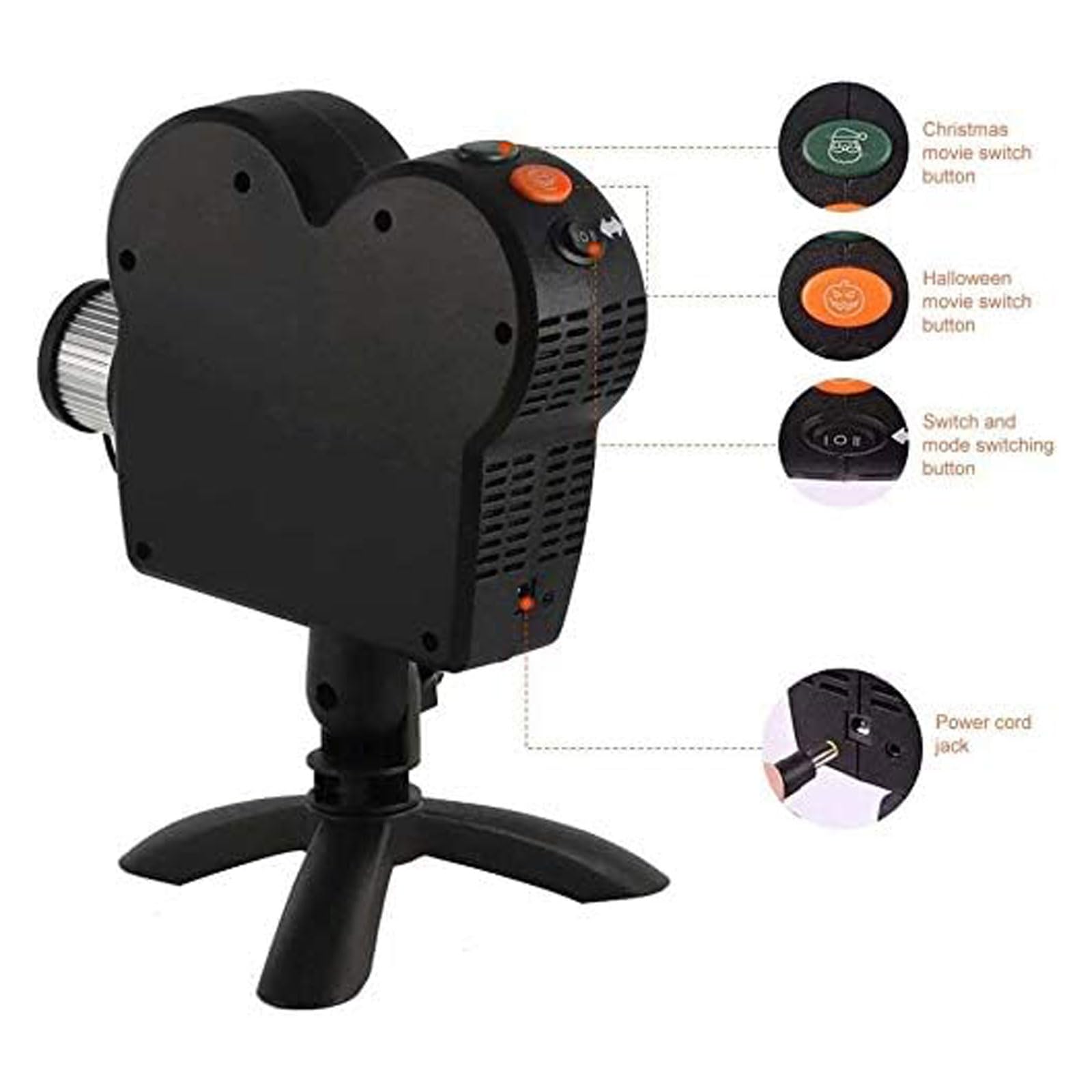 Halloween & Christmas Window Projector Light - 12 Holographic Movie Projections with Tripod Stand for Home Decor, Holiday Parties & Outdoor Displays - Perfect for Halloween Decorations, Christmas Light Shows & Special Events