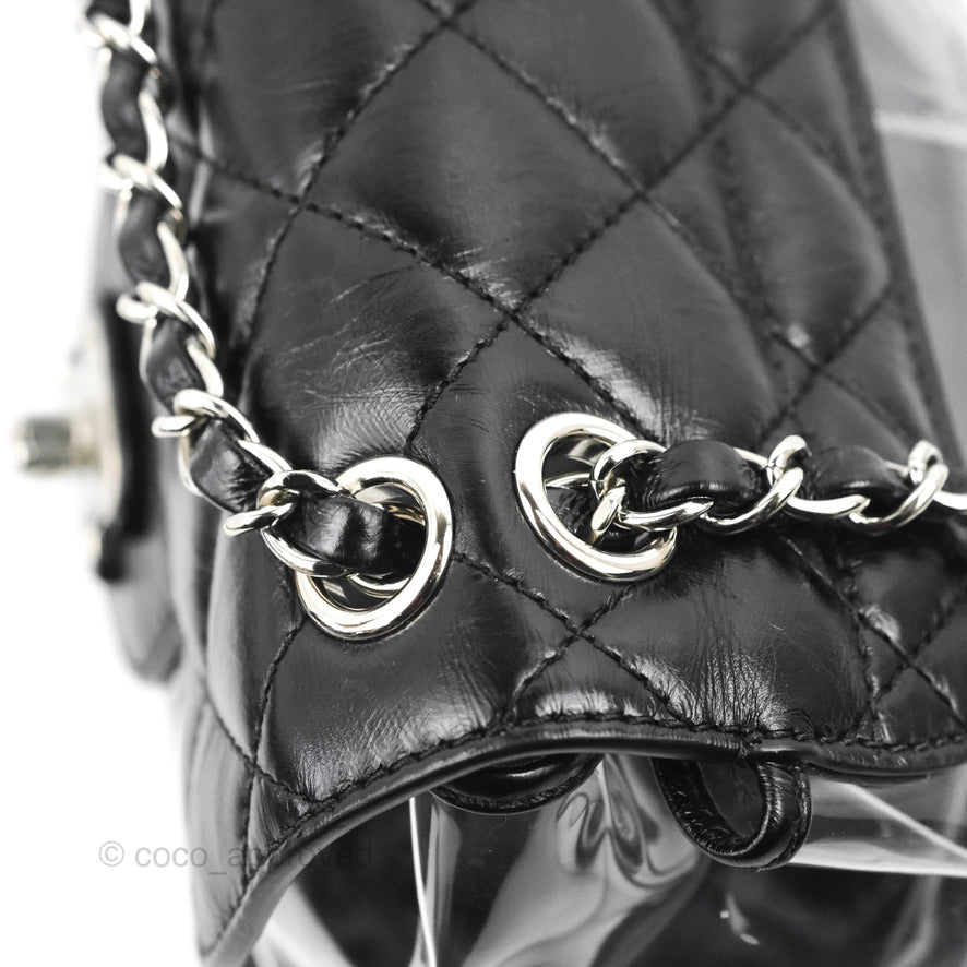 Chanel Aquarium PVC Backpack Black Crumpled Calfskin with Silver Hardware - Stylish Luxury Handbag for Women, Perfect for Travel, Shopping & Everyday Use