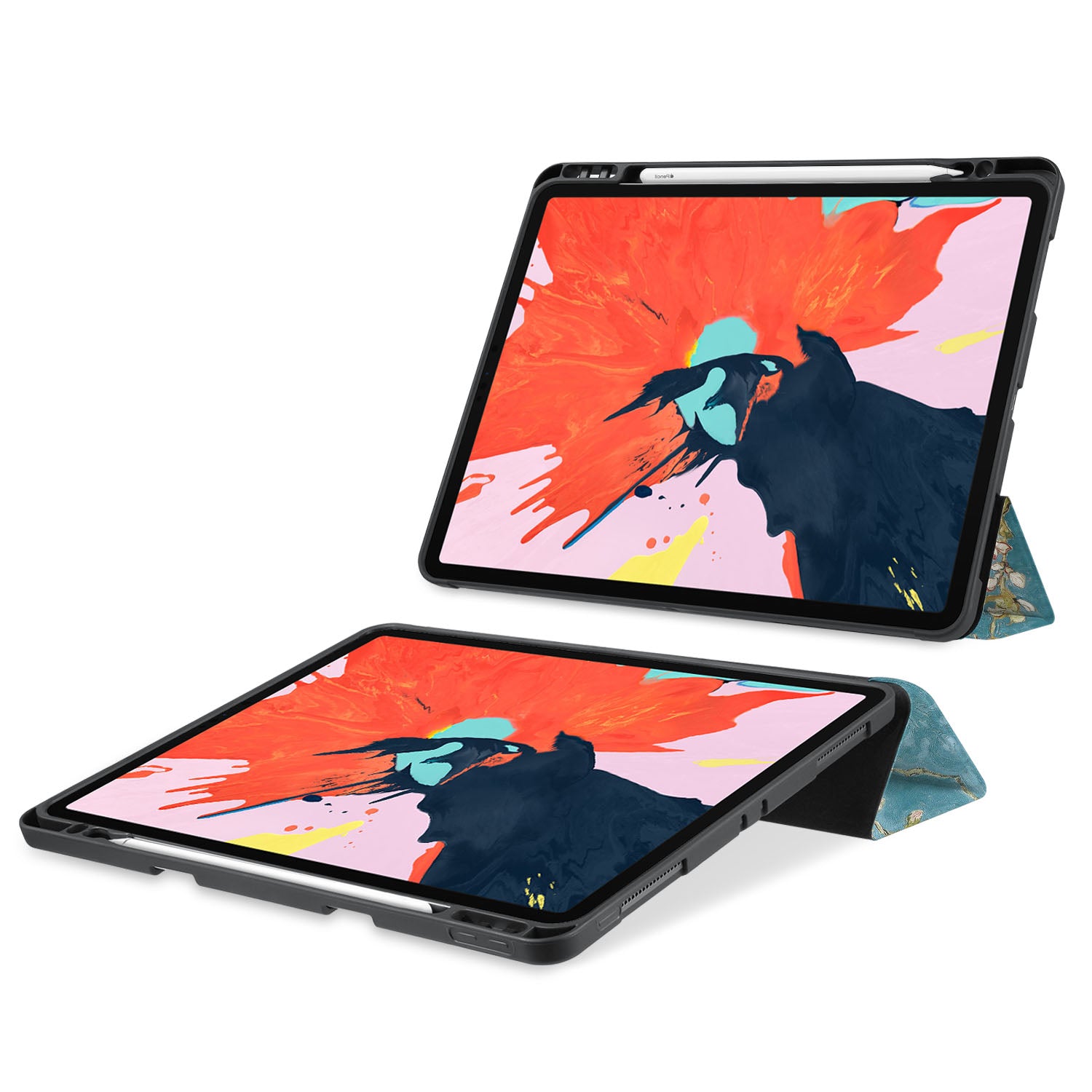 Premium iPad Trifold Case with Oil Painting Design - Slim Protective Cover for iPad Air/Pro (6th/5th/4th Gen) - Perfect for Work, Travel & Home Use