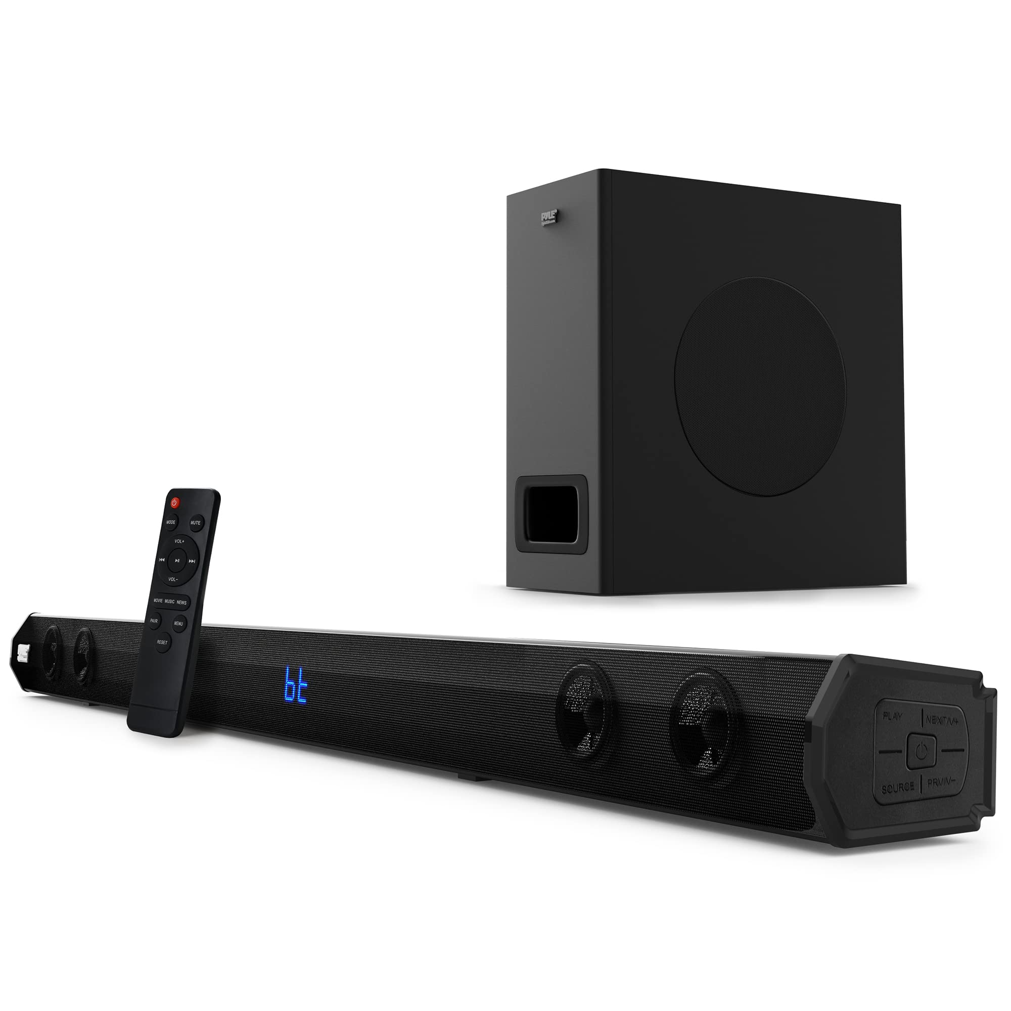 PyleUSA 2.1 Channel 500W Bluetooth Soundbar with Wireless Subwoofer - 35