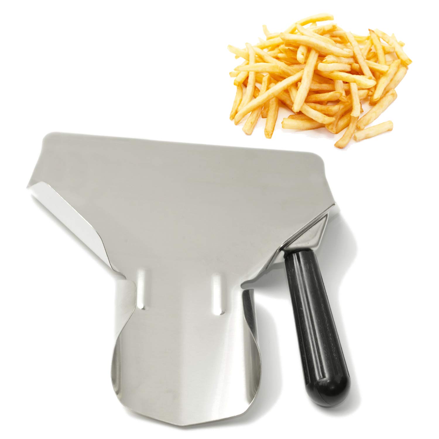Premium Stainless Steel French Fry Scoop with Right Handle - Perfect for Popcorn, Chips, Ice Cream, Candy & Desserts - Ideal for Movie Nights, Parties & Snack Bars