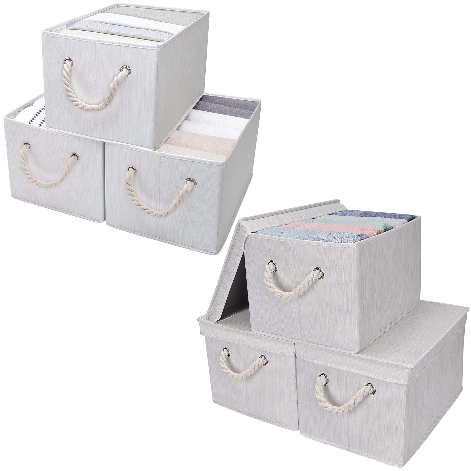 StorageWorks Plastic Storage Bins Set - 6-Pack Clear Organizer Containers with Lids for Home, Office & Closet Organization | Stackable Space-Saving Storage Solution