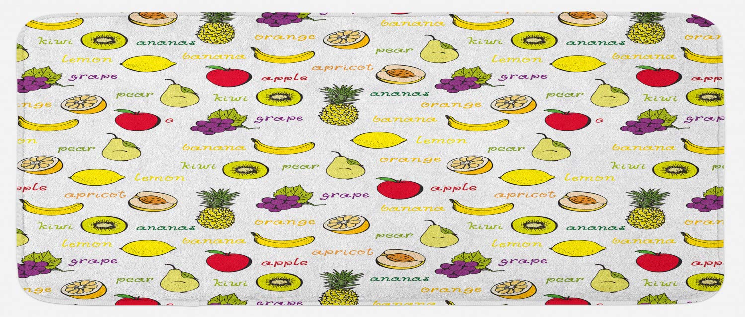 Ambesonne Non-Slip Kitchen Mat - Fruit Print for Home Decor, 47x19 Inches