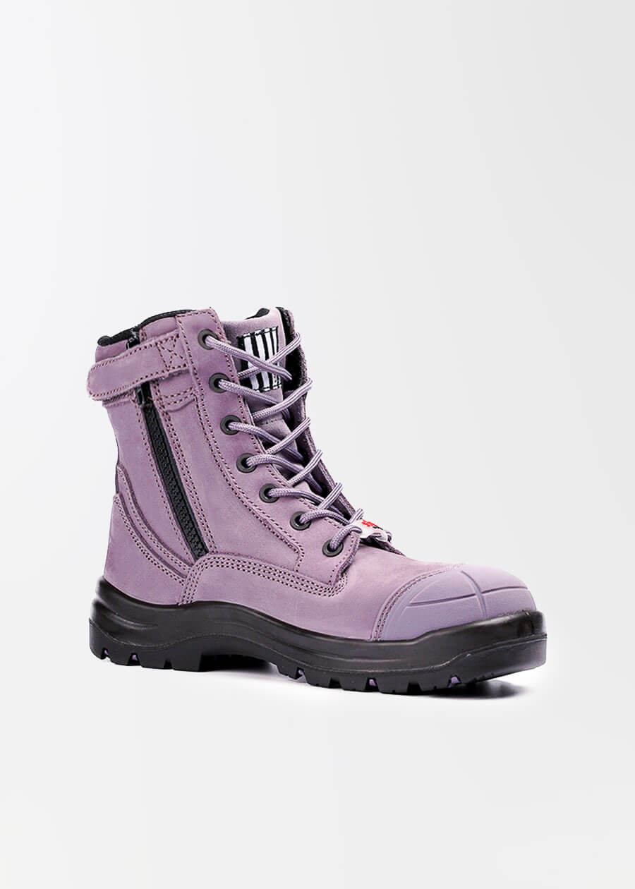 Women's Safety Work Boots with Zipper - Steel Toe, Slip Resistant, Waterproof for Construction, Warehouse & Outdoor Work
