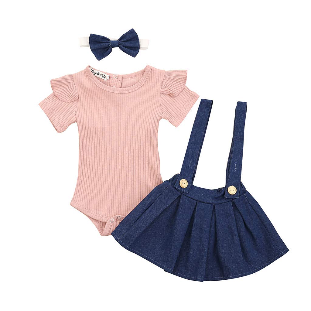 Newborn Baby Girl Summer Outfit - Halloween Letter Print Romper & A-Line Skirt 2-Piece Set in Pink | Perfect for Photoshoots, Parties & Special Occasions