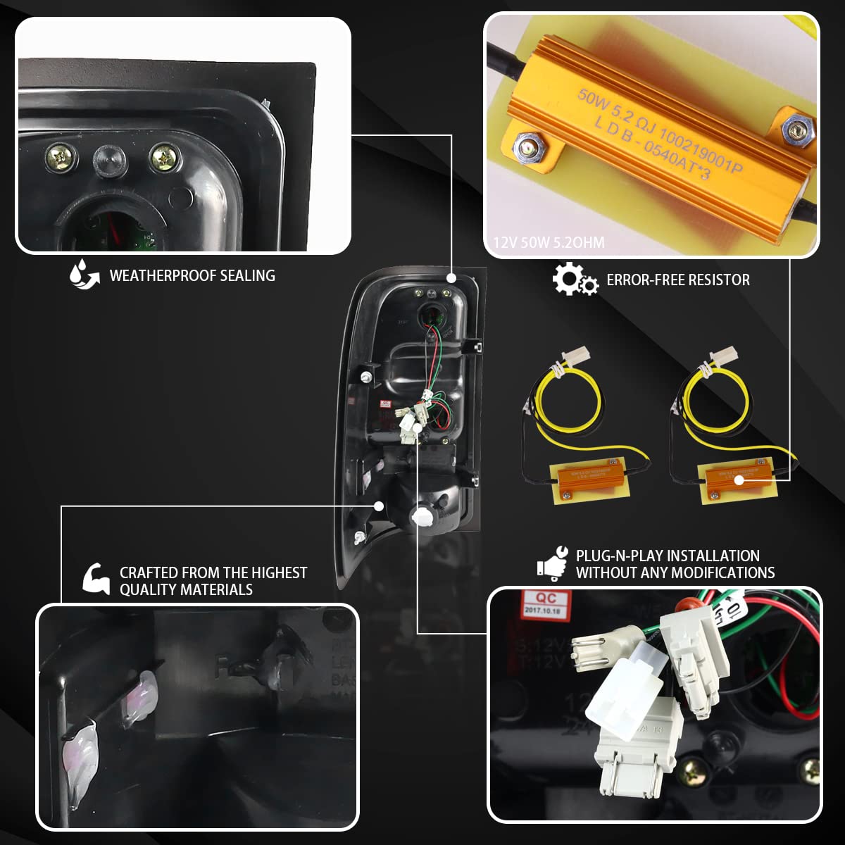 AUTOZENSATION LED Tail Lights - Smoke Lens Pair for 2007-2013 GMC Sierra 1500 & 2007-2014 Sierra 2500HD/3500HD - Left & Right Assembly - Durable Replacement for Improved Visibility & Style - Perfect for Night Driving & Custom Truck Upgrades