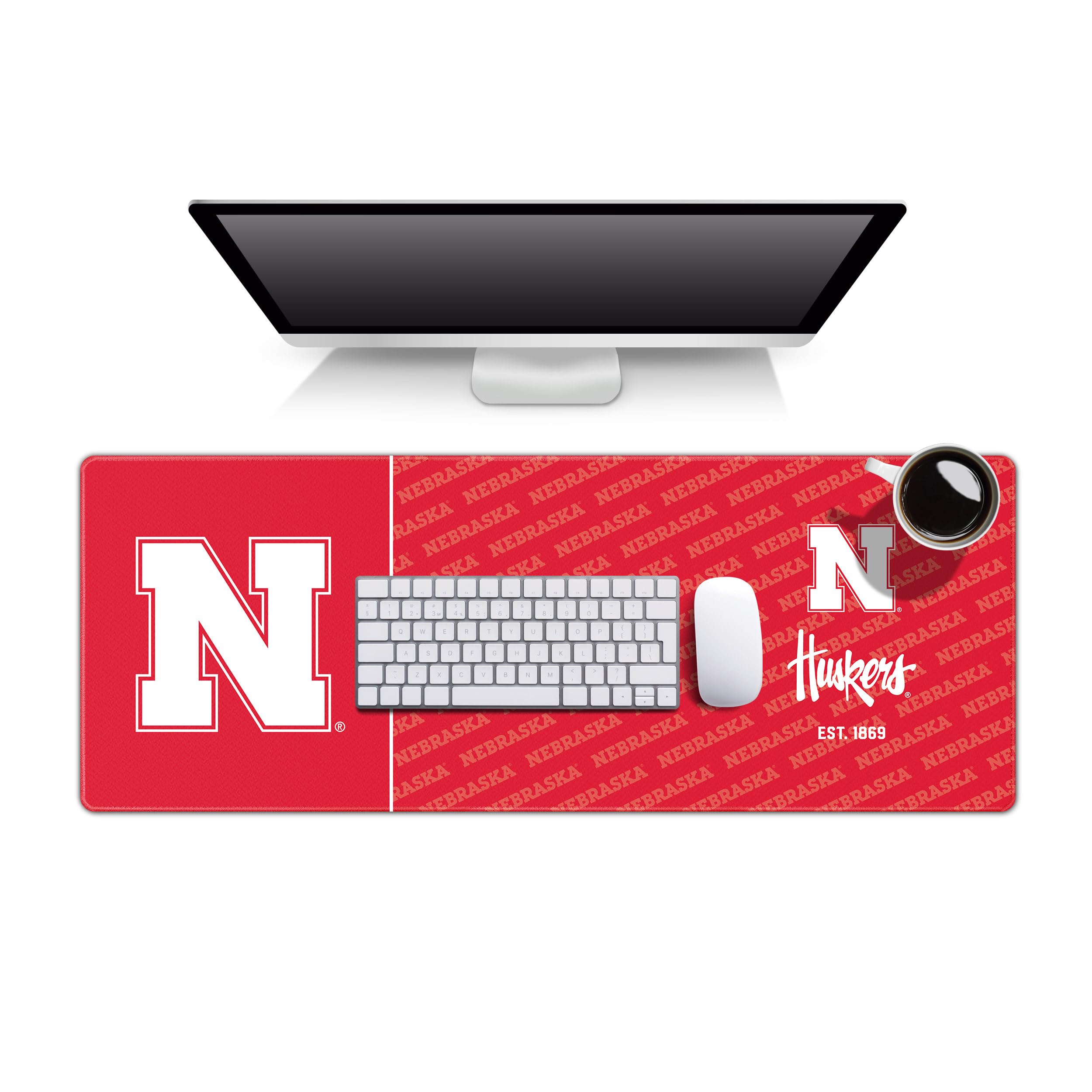 YouTheFan NCAA Nebraska Cornhuskers Logo Series Desk Pad - Officially Licensed Mouse Pad for Gaming & Office Work - Perfect for SMU Fans, Students & Alumni - Home, Dorm & Office Decor