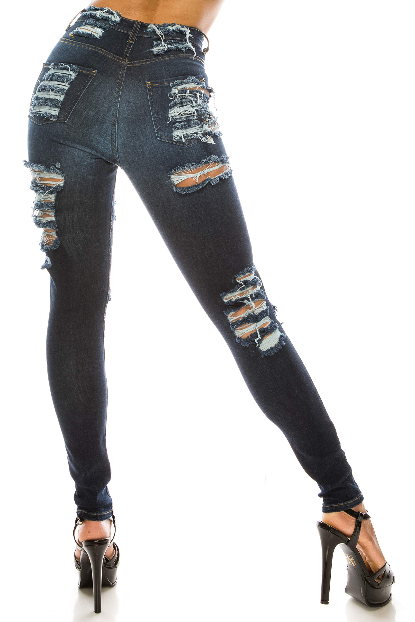Women's High Waisted Skinny Jeans - Distressed Ripped Denim Pants with Hand Sanding Details | Perfect for Casual Outfits, Date Nights & Street Style Fashion