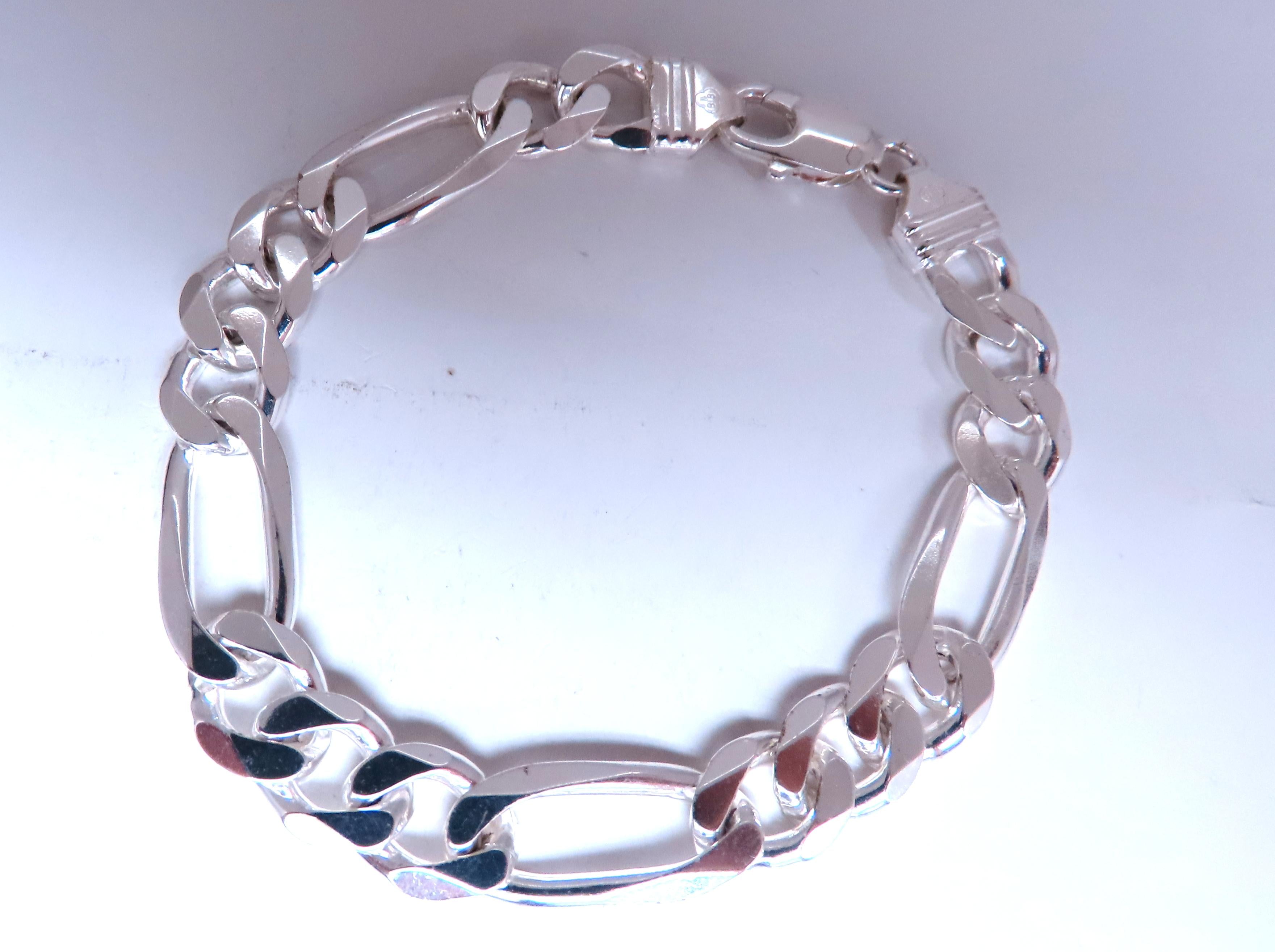 Sterling Silver Figaro Chain Bracelet 8.25 Inch (21 cm) - 9.5mm Width - Durable 925 Silver Jewelry for Men & Women - Perfect for Everyday Wear, Gifts & Special Occasions