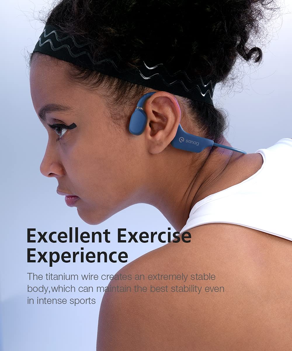 Sanag Open-Ear Wireless Bluetooth 5.0 Headphones with Mic - Titanium Lightweight Air Conduction Headphones, IPX5 Waterproof for Running, Hiking, Cycling & Driving - Hands-Free Calls & Music (Ideal for Outdoor Sports & Commuting)