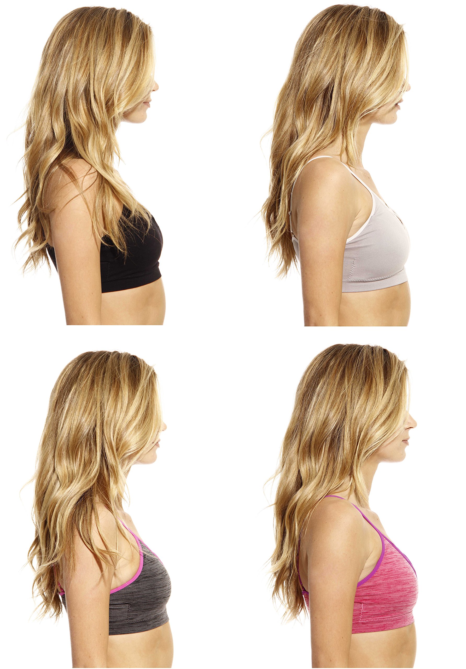 Wireless Seamless Sports Bras for Women - 4 Pack - Comfortable Workout Bras for Running, Yoga & Gym - Breathable & Supportive Activewear