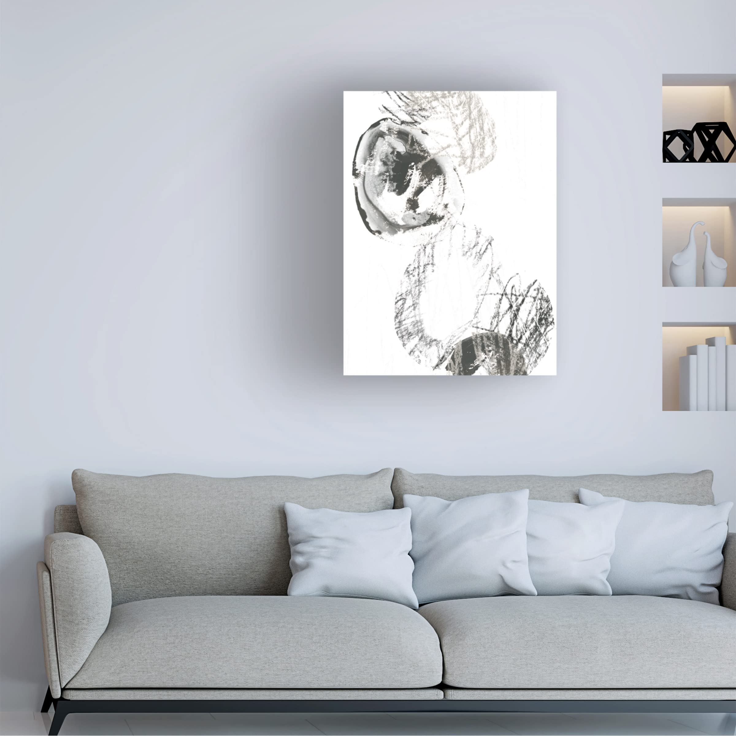 Trademark Fine Art 'Scribble Stones II' Canvas Wall Art Print by June Erica Vess - Modern Abstract Painting for Living Room, Bedroom & Office Decor