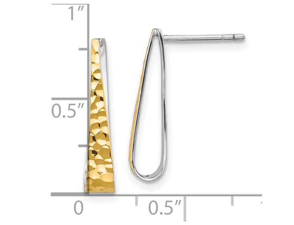 14K Gold Plated Sterling Silver Hammered Dangle Post Earrings for Women - Elegant Everyday Jewelry for Work, Parties & Special Occasions