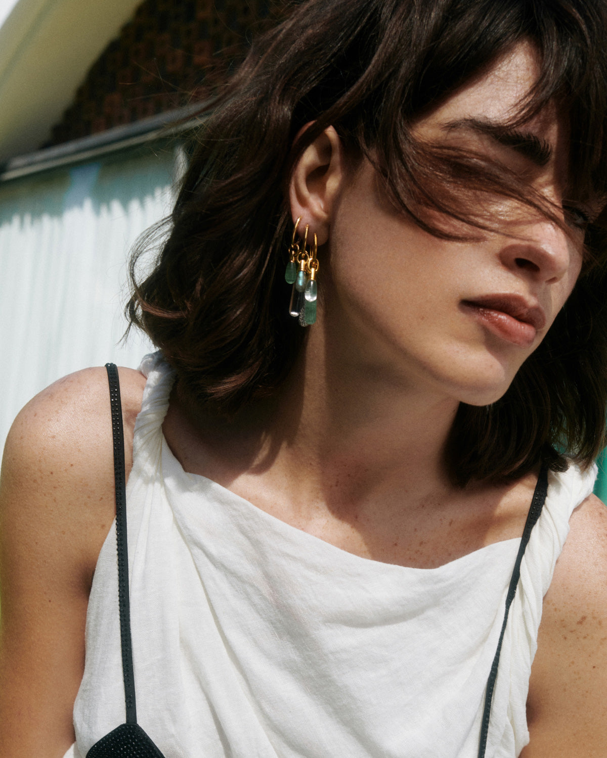 GRID SUMMER Green Aventurine Large Jupiter Single Hoop Earrings for Women - Perfect for Summer Outfits, Boho Style & Spiritual Healing