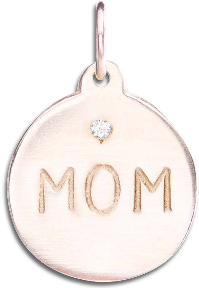 Helen Ficalora Diamond Mom Disk Charm Necklace - Sterling Silver Pendant for Mother's Day Gift, Birthday Present & Everyday Wear