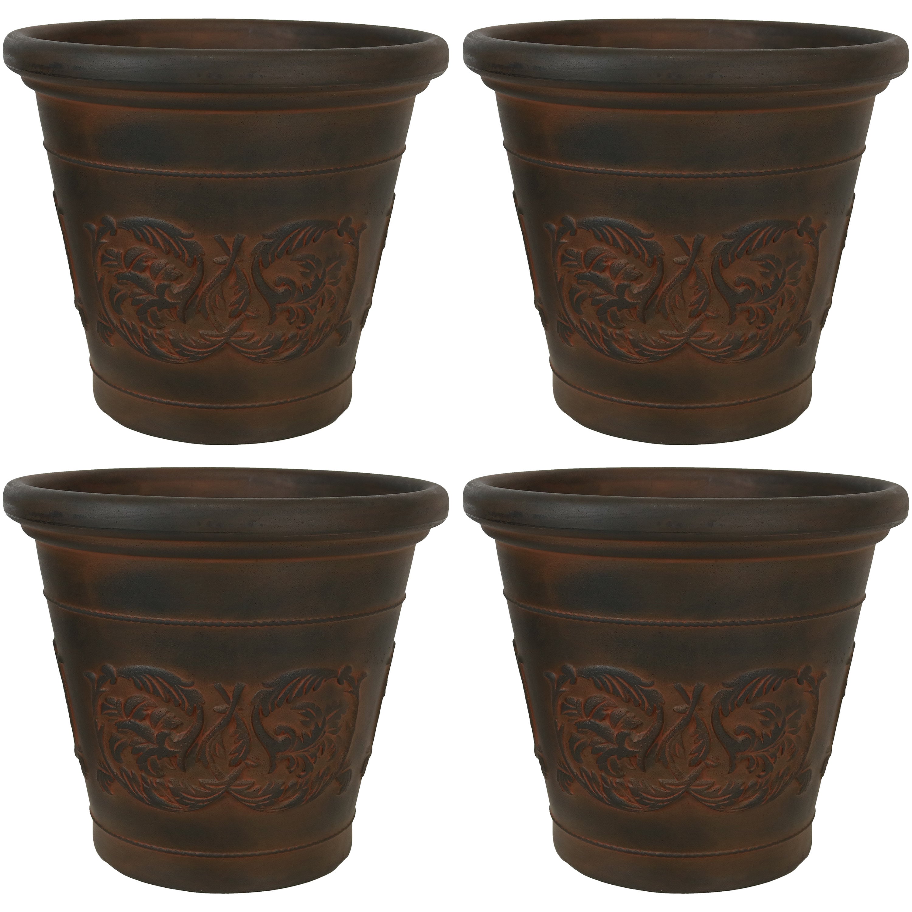 Sunnydaze Arabella Polyresin Outdoor Flower Pot Planter - Durable Garden Decor for Patio, Lawn & Backyard - Perfect for Plants, Herbs & Succulents