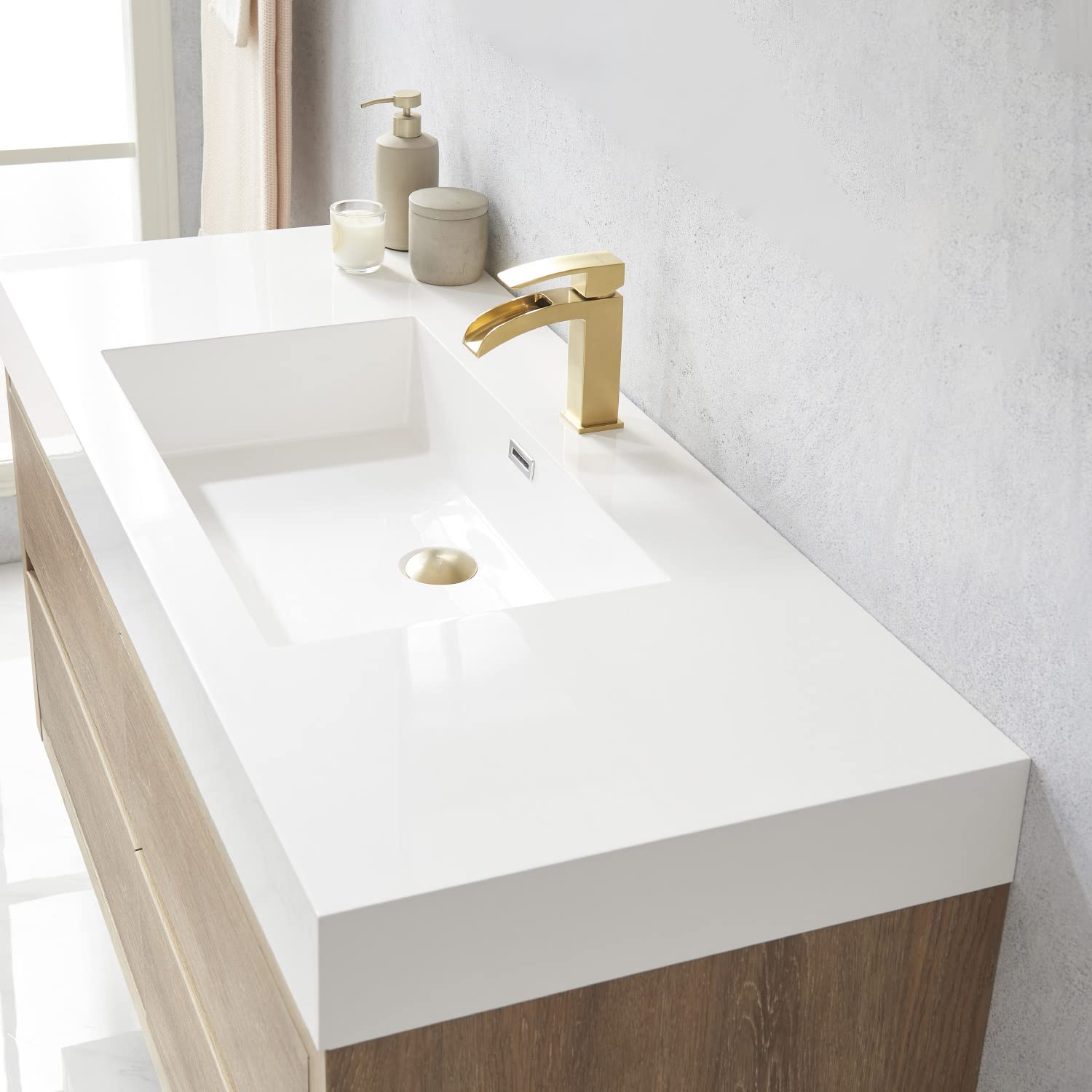 VINNOVA Palencia Bathroom Vanity with Sink - Solid North American Oak Wood - Modern Bathroom Furniture for Home Renovation & Luxury Bathroom Design