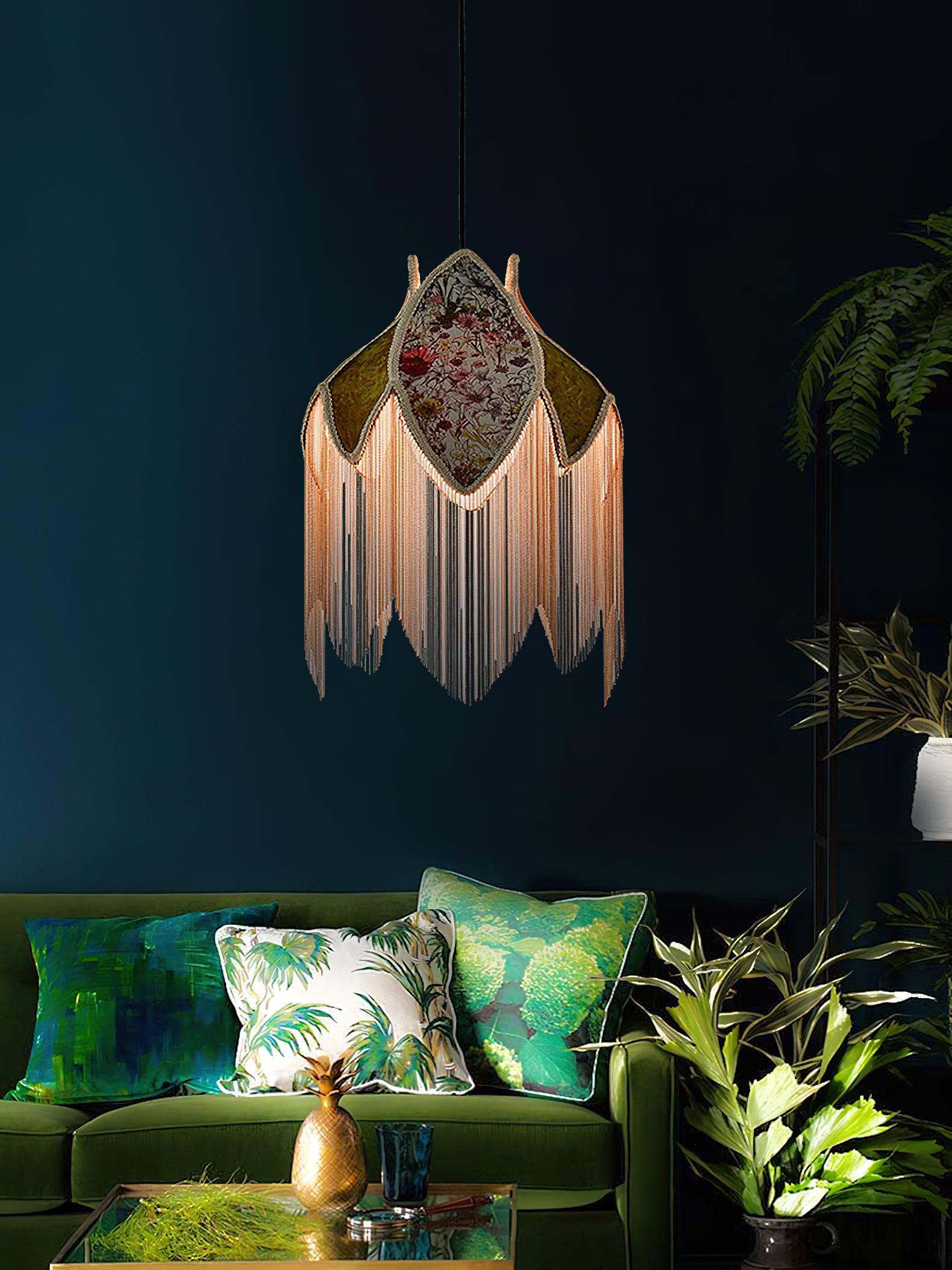 Bette Fringed Pendant Lamp - Modern Boho Chandelier Lighting for Living Room, Bedroom & Dining Room Decor