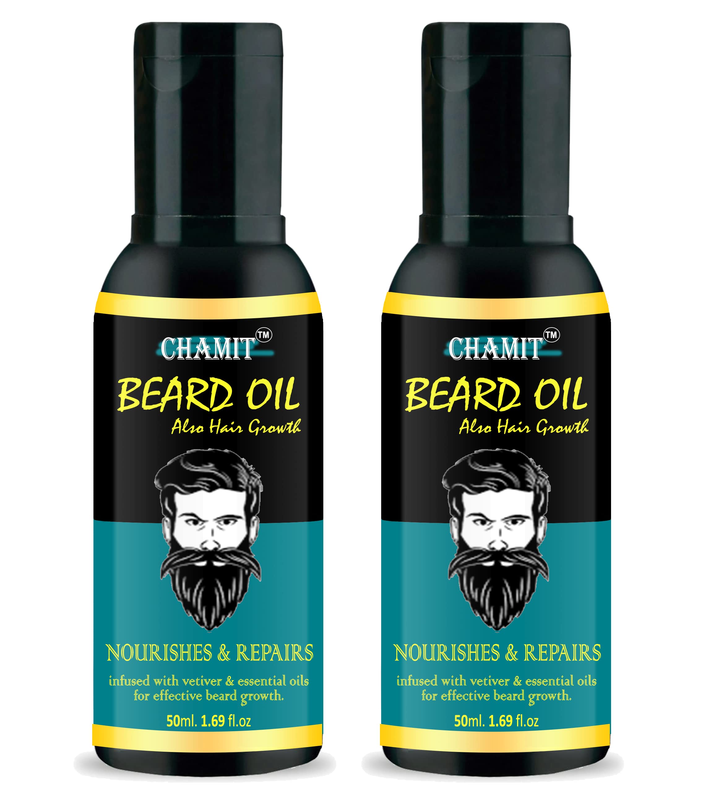 CHAMIT Advanced Beard Growth Oil for Men - Paraben-Free Formula for Healthy & Strong Facial Hair | Promotes Thicker, Fuller Beards | Ideal for Daily Grooming & Styling