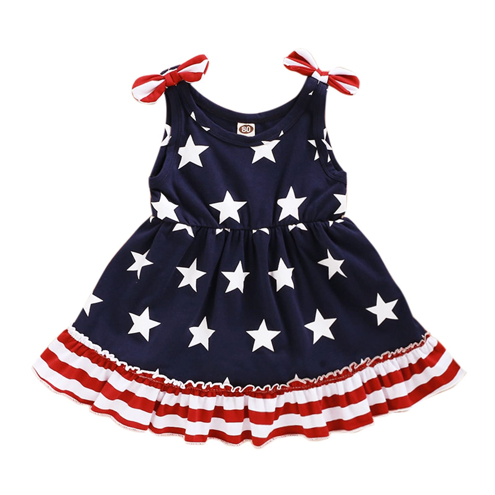 4th of July Baby Girls Dress - Patriotic Star Stripe Suspenders Outfit for Newborn & Toddler | Summer Casual Clothes for Holidays & Photo Shoots