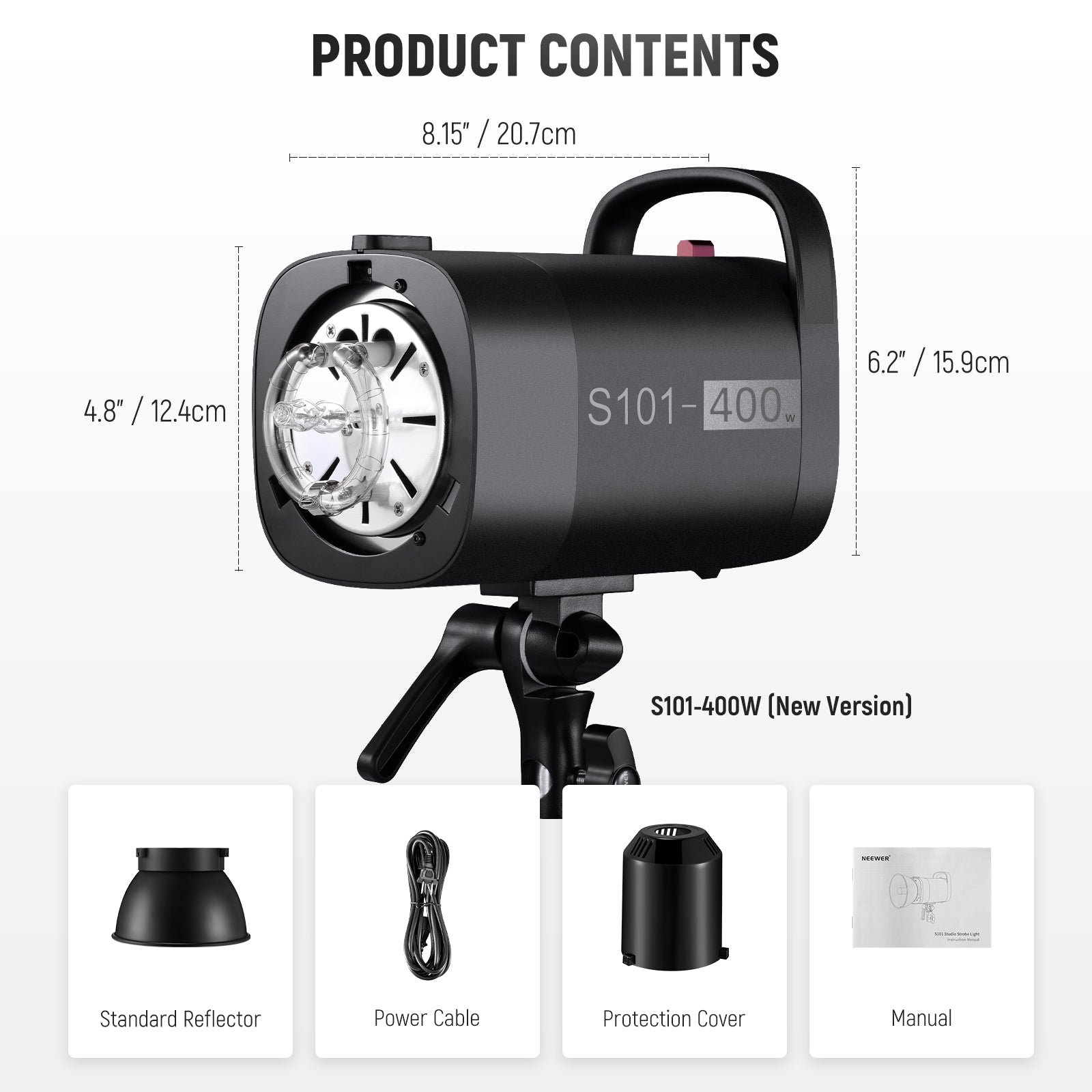 NEEWER S101 400W Studio Strobe Flash Light for Photography - Perfect for Portrait, Product, and Fashion Shoots in Professional Photo Studios