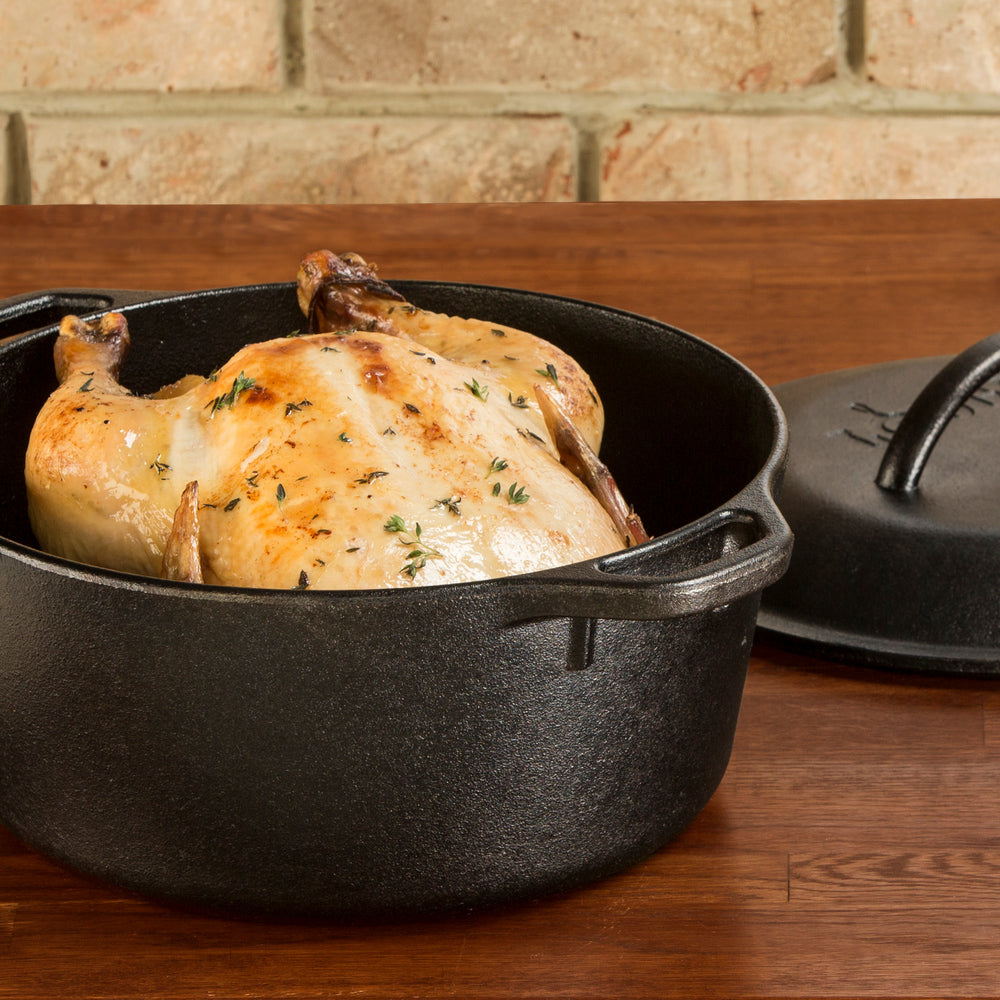 Best 4.7L Cast Iron Dutch Oven for Baking, Braising & Roasting - Perfect for Camping, Home Cooking & Outdoor BBQ