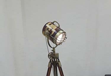 Hollywood Studio Nautical Spotlight Tripod Lamp - Vintage Home Decor for Living Room & Bedroom