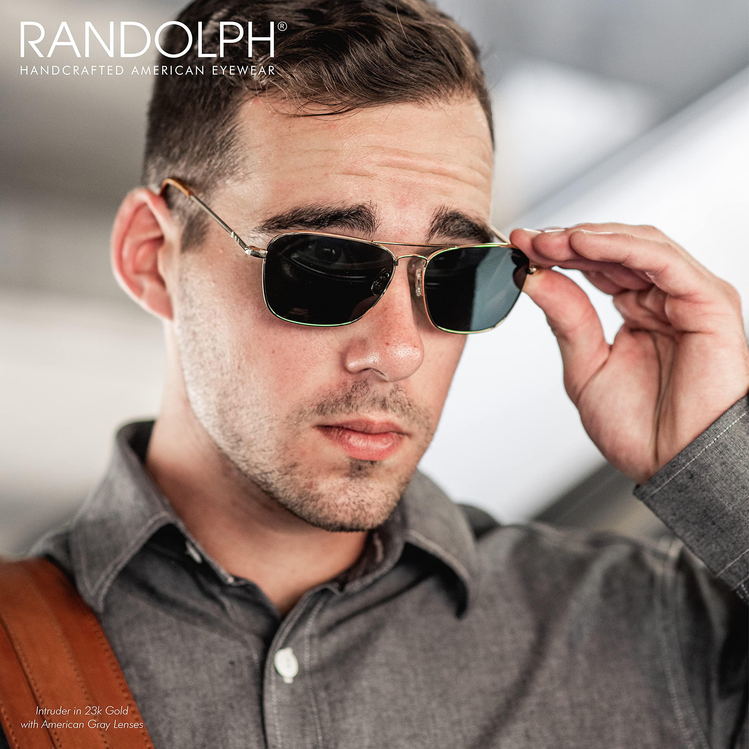 Randolph USA Intruder Rectangular Classic Aviator Sunglasses for Men - Non-Polarized 100% UV Protection - Perfect for Driving, Outdoor Activities & Fashion Accessories
