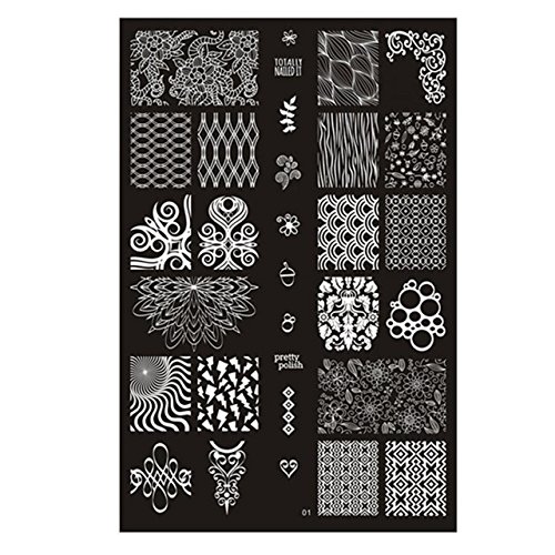 1pc Stainless Steel DIY Nail Art Stamping Plate Set - 20 Unique Designs for Professional Manicures | Perfect for Home Nail Salons, Gift Giving & Creative Nail Art Enthusiasts