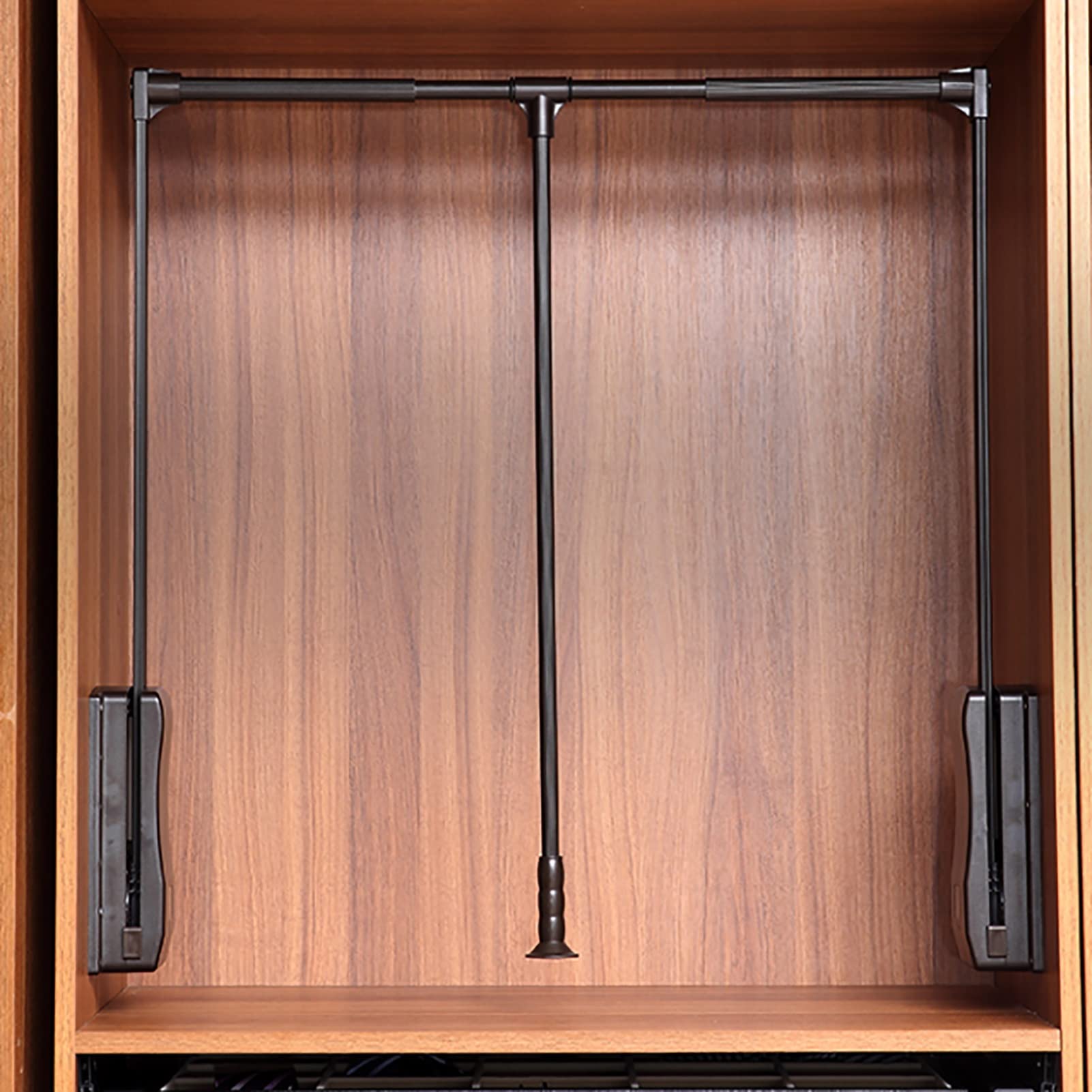 Soft Close Pull Down Closet Rod - Adjustable Width (500-630mm/83-115cm) - Space Saving Hanging Rail System for Clothes Storage | Perfect for Small Bedrooms, Walk-in Closets & Apartment Organization