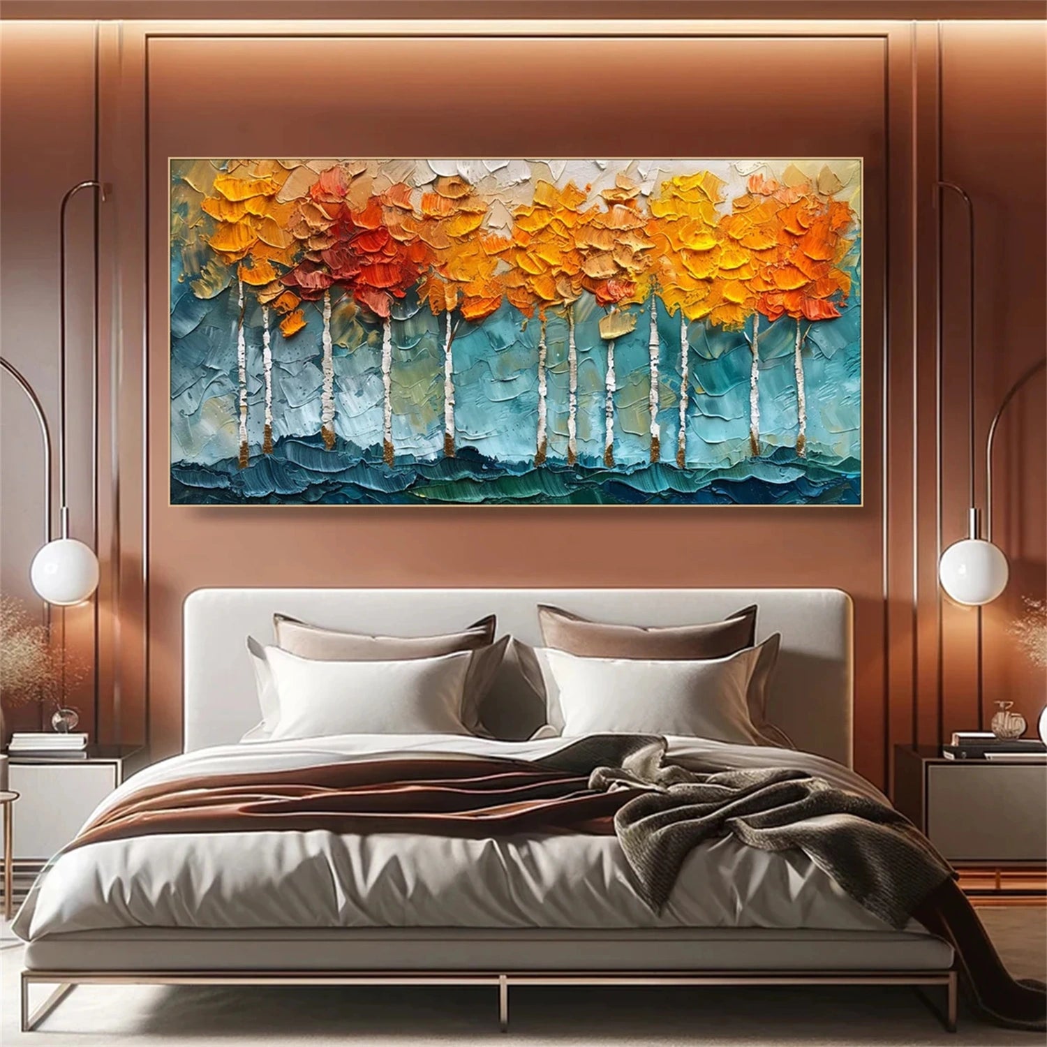 Flower and Tree Painting #FT146 - Handmade Canvas Wall Art for Home Decor, Living Room, Bedroom & Office
