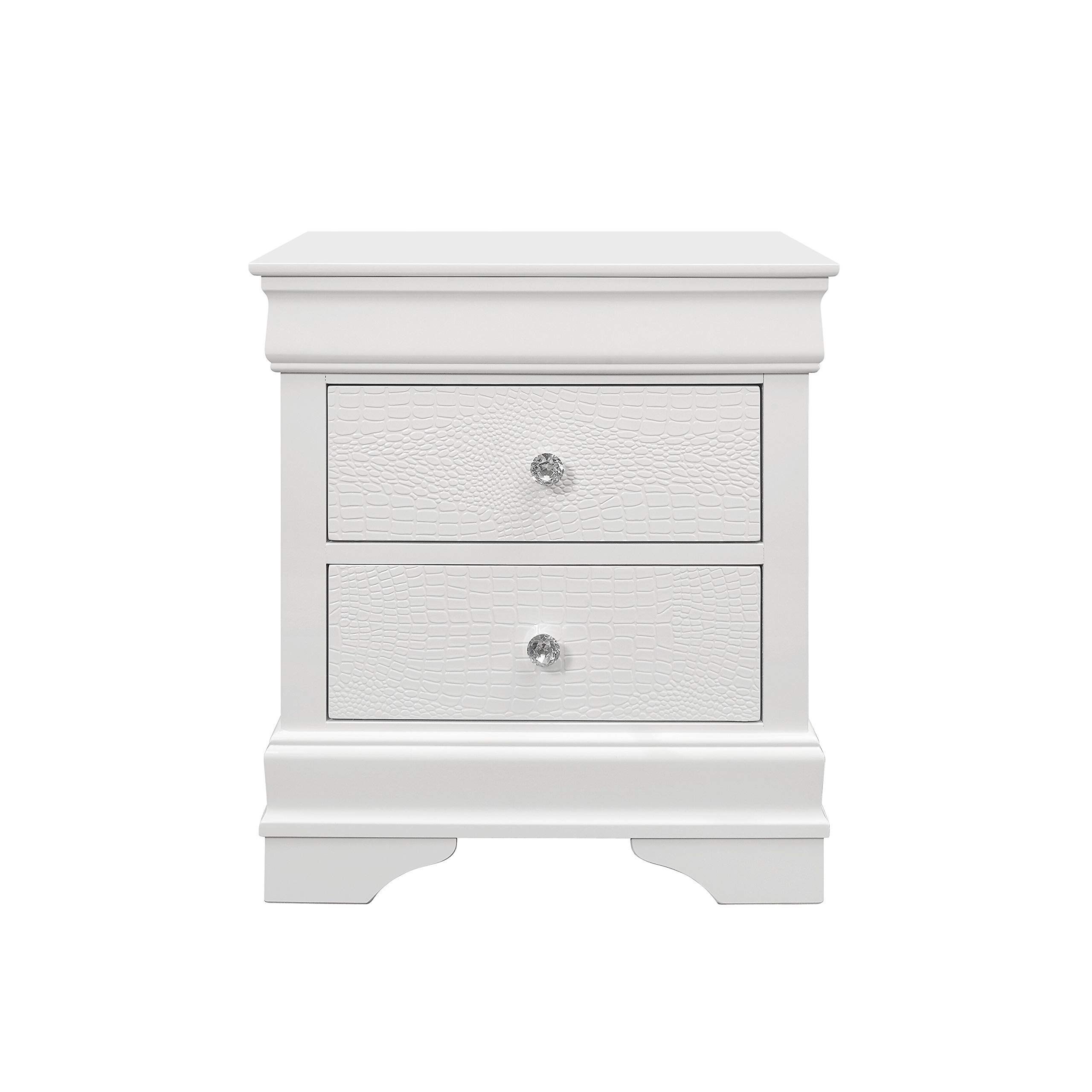 Pompei Metallic White Nightstand - Modern Bedside Table with Storage | Stylish & Durable Bedroom Furniture for Home Decor | Perfect for Bedrooms, Guest Rooms & Apartments