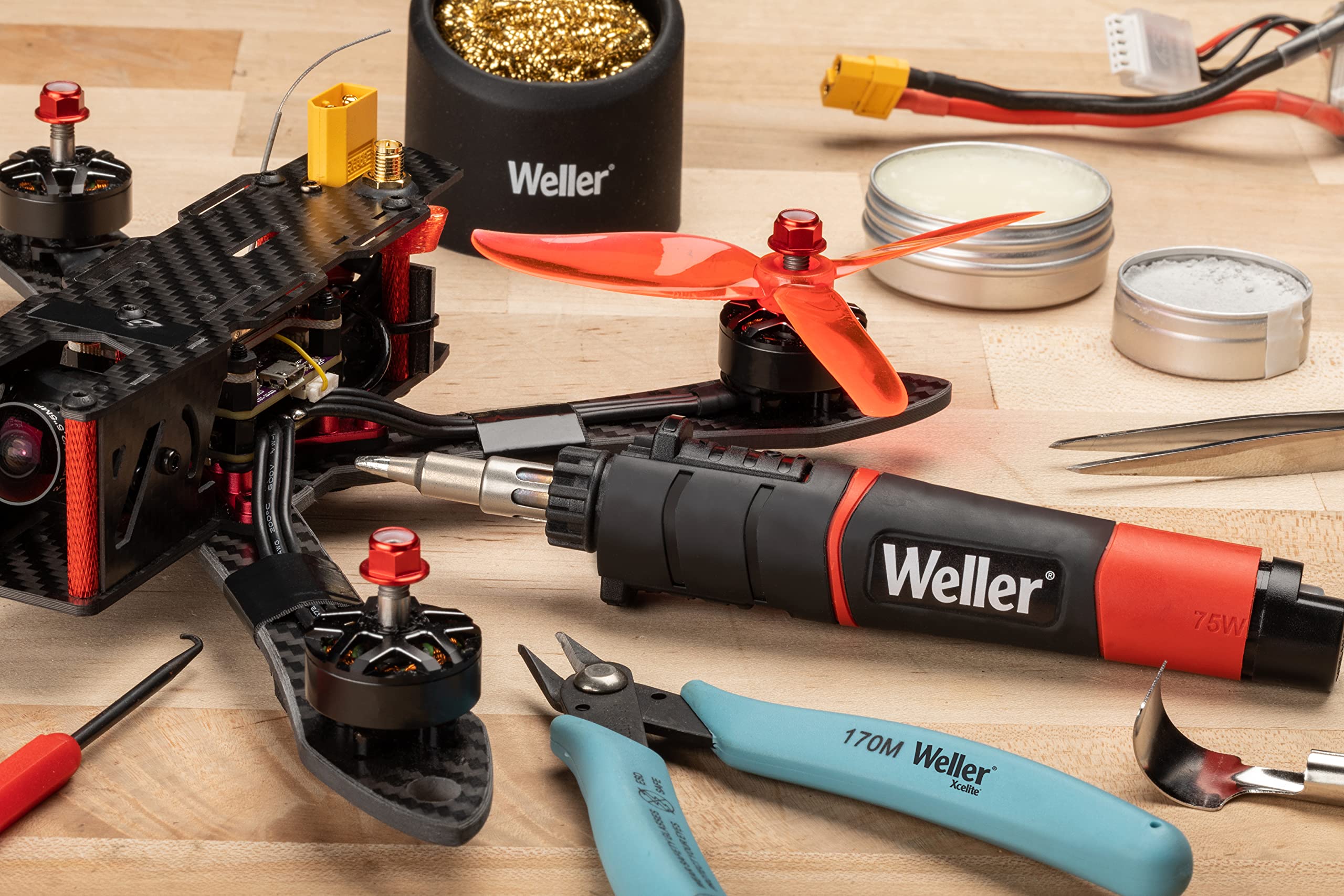 Weller Drone Soldering Tool Kit - 24 Piece Professional Electronics Repair Set for PCB, Drone, and RC Models - Perfect for DIY Projects and Electrical Maintenance