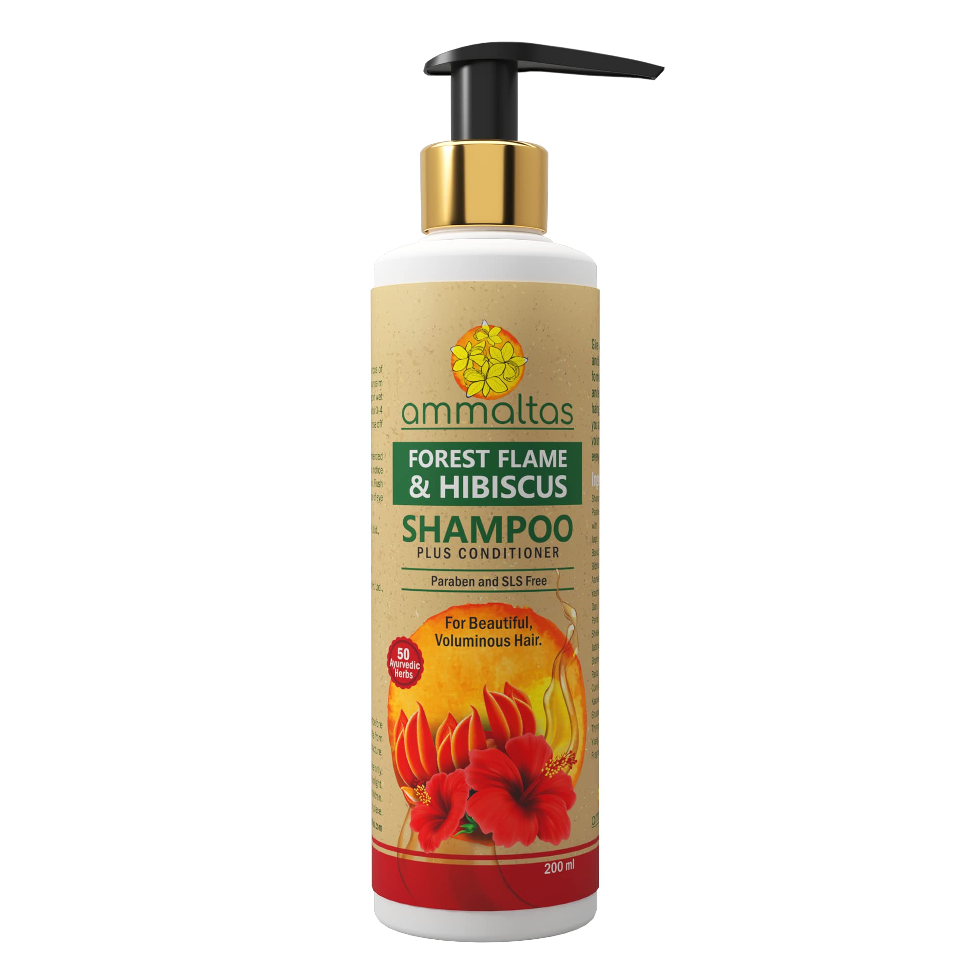 Ammaltas Forest Flame & Hibiscus Shampoo - 200ml for Hair Growth & Scalp Care | Natural Botanical Shampoo for Dry, Damaged Hair | Perfect for Daily Use & Spa Days