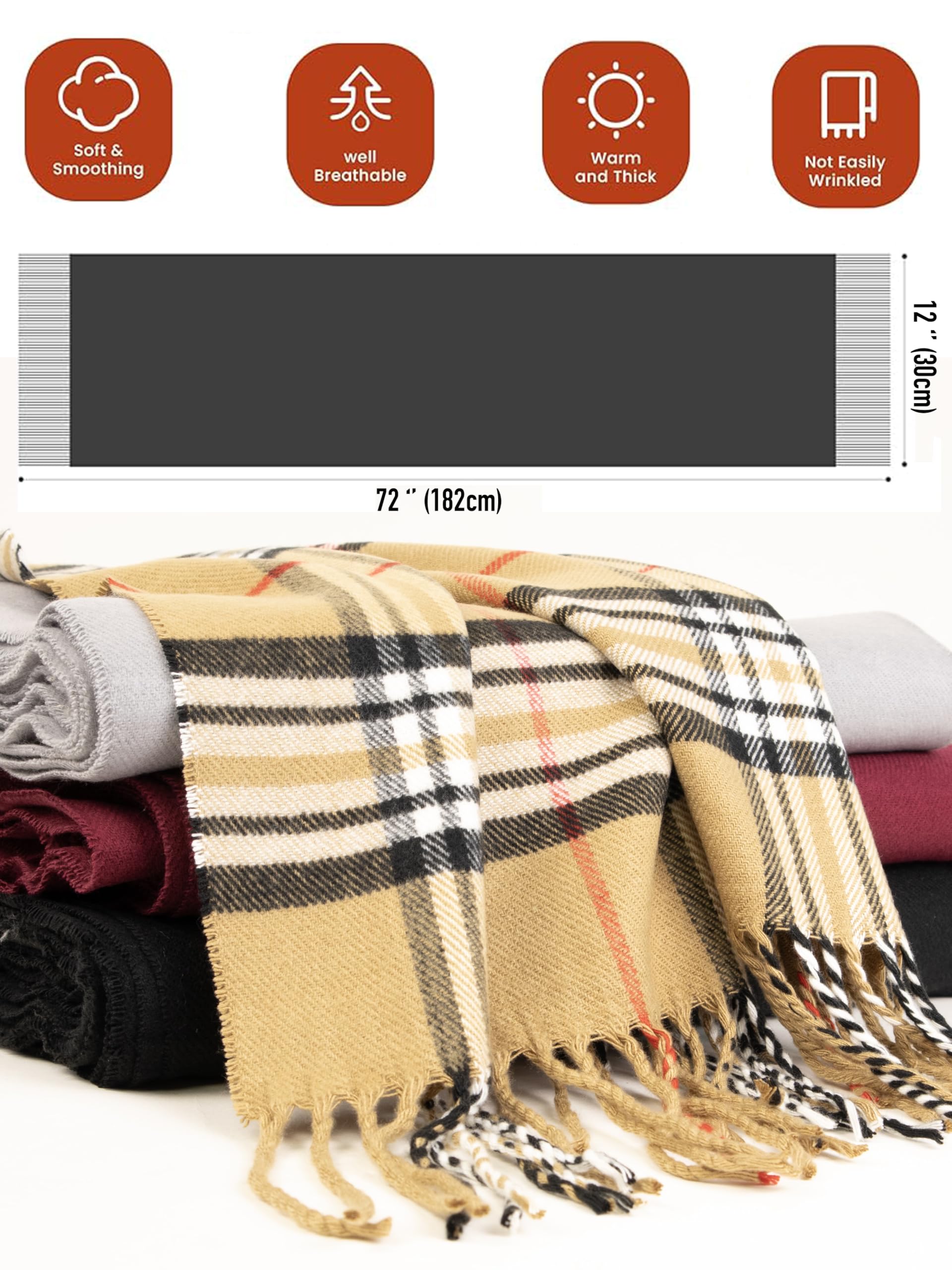 Premium Cashmere Feel Winter Scarf for Men & Women - Ultra Soft Warm Long Shawl Wrap for Cold Weather - Perfect for Outdoor Activities, Travel & Fashion Accessories