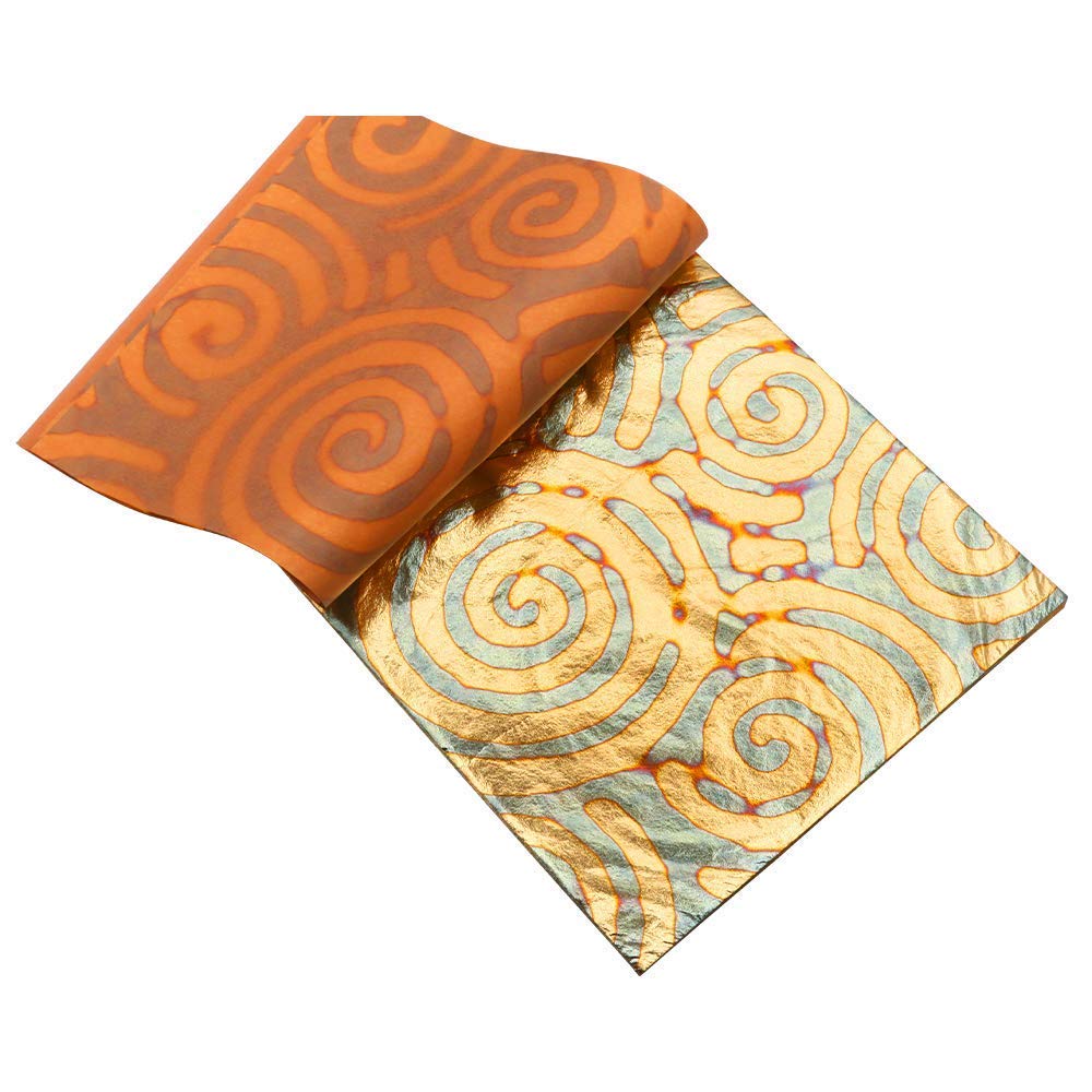 Variegated Gold Leaf Sheets for Gilding - KINNO 25-Pack Patterned Metal Leaf Paper Booklet | DIY Art Projects, Home Decor & Crafting Supplies | Perfect for Framing, Furniture Restoration & Scrapbooking
