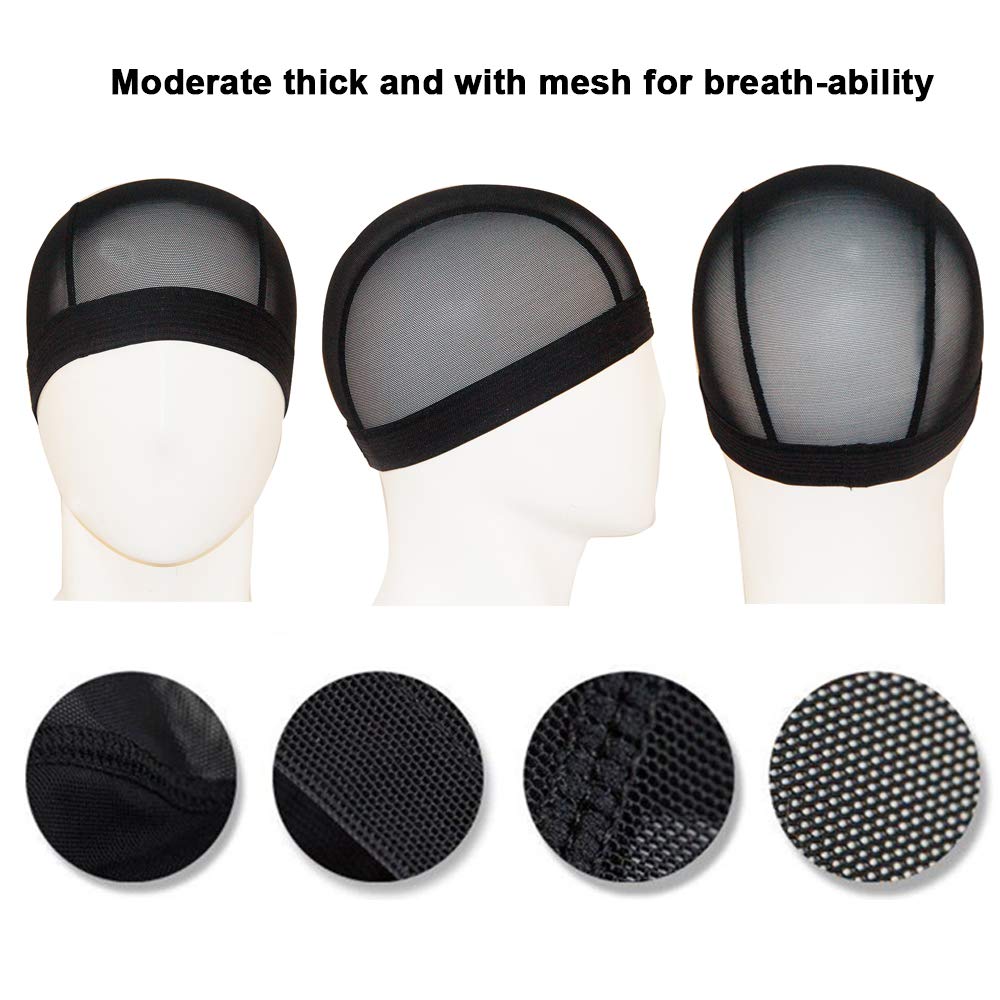 2 Pack Professional Anti-Slip Reusable Mesh Wig Caps - Breathable Wig Dome Cap for Women, Men & Kids (Black, S/M/L/XL/2XL/3XL) - Perfect for Cosplay, Daily Wear & Hair Protection