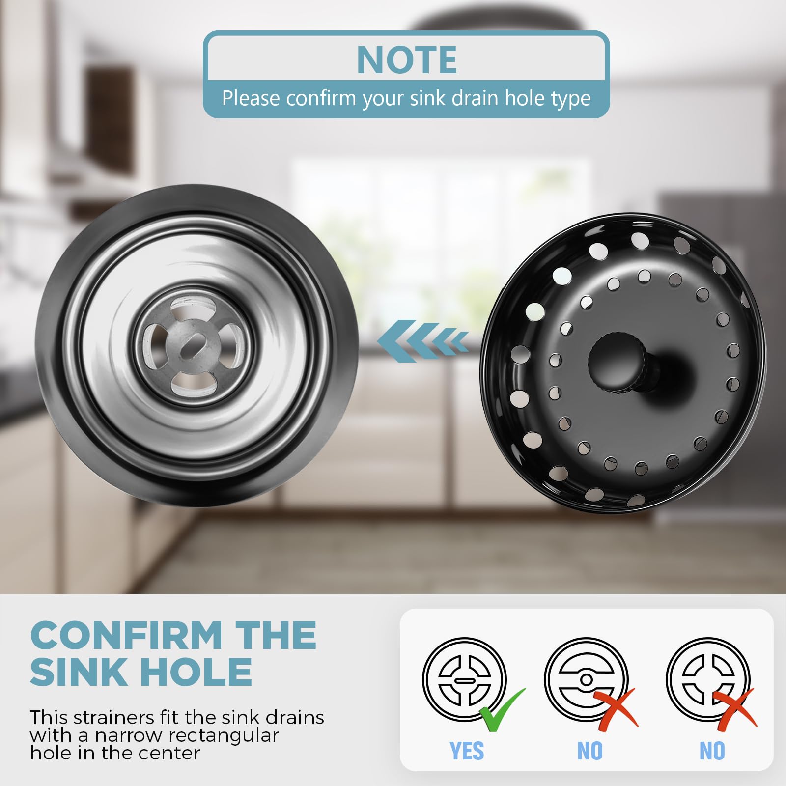 5-Piece Stainless Steel Kitchen Sink Drain Strainer Assembly - 3.5 Inch Sink Garbage Disposal Flange with Stopper & Splash Guard - Black Replacement Accessories Kit for Easy Cleaning and Waste Disposal
