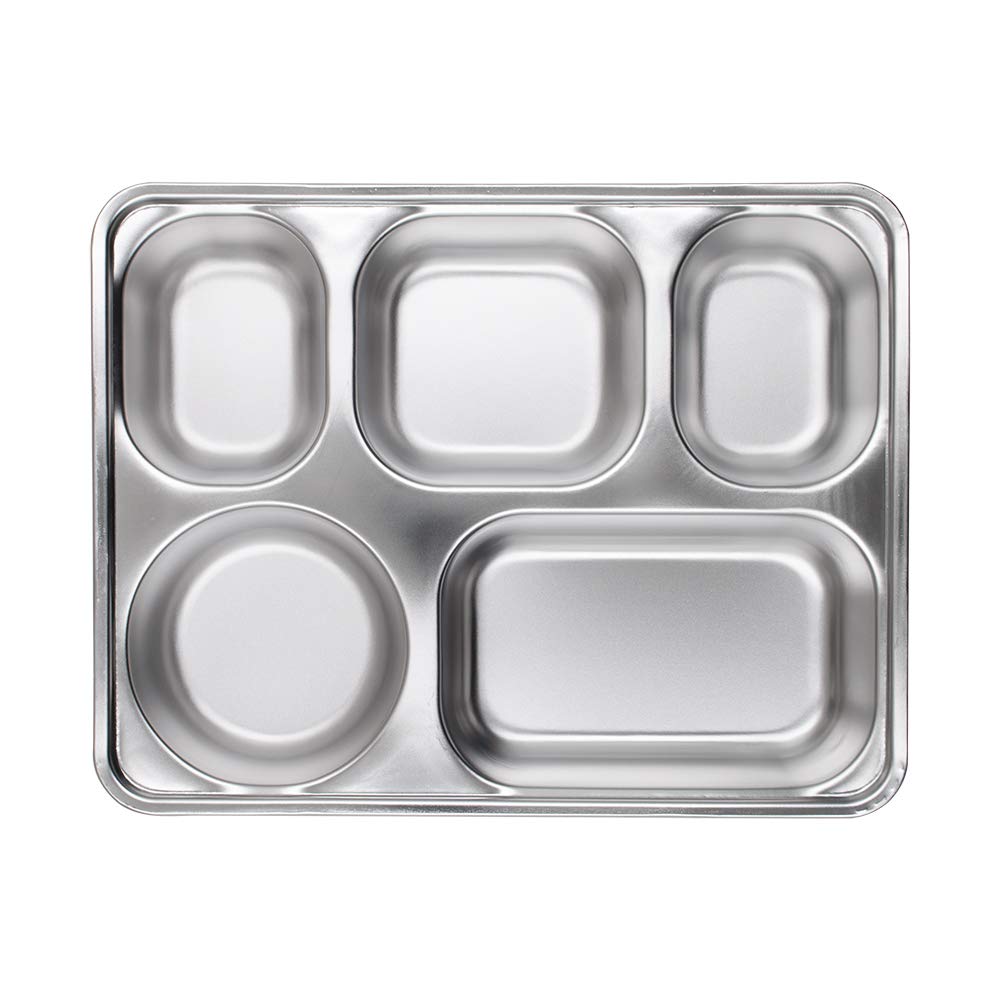 Aspire Stainless Steel Bento Box - 5-Section Divided Lunch Container with Lid | Eco-Friendly Meal Prep for Office, School & Picnics