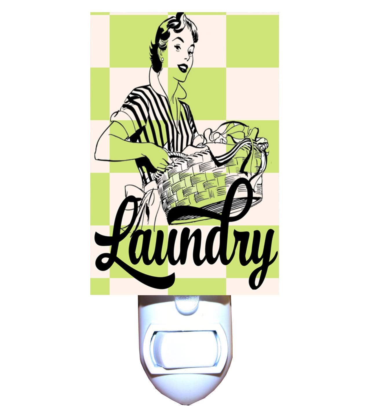 Vintage Mid Century Modern Folding Laundry Room Night Light - Energy Efficient LED Nightlight for Bedroom, Nursery, Hallway & Closet (2 Pack)