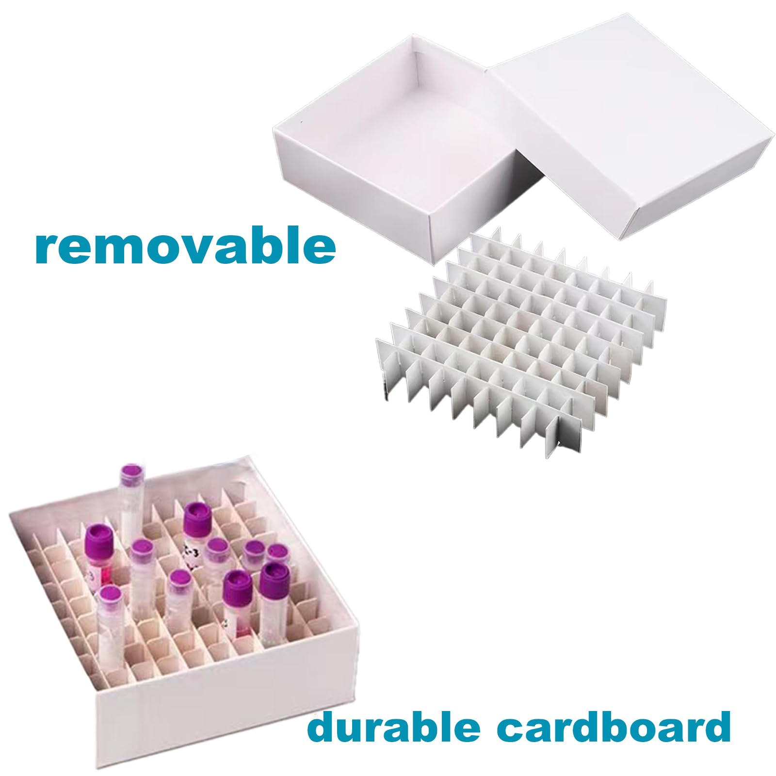 Cardboard Cryogenic Lab Freezer Box - 81-Well Water & Ice Resistant Storage Container for Laboratory Use (Pack of 6) | Ideal for Sample Preservation, Medical Research & Biobanking