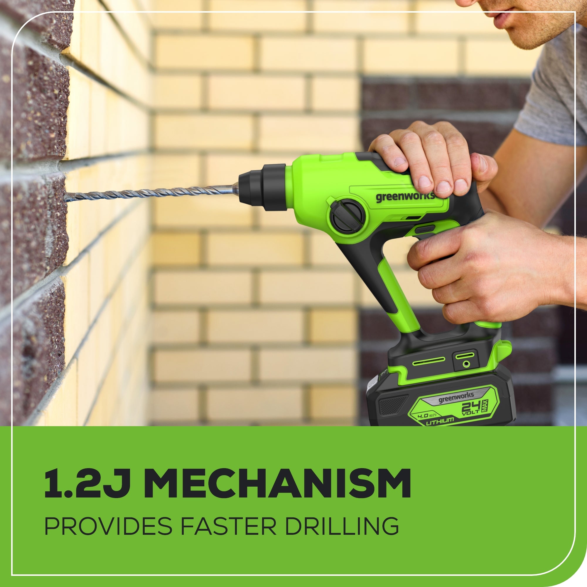 24V SDS Plus Brushless Rotary Hammer Drill with 3-Piece 6mm Drill Bits, 4.0Ah Lithium Battery & Fast Charger - Perfect for Concrete Drilling, Masonry Work & DIY Home Renovation Projects